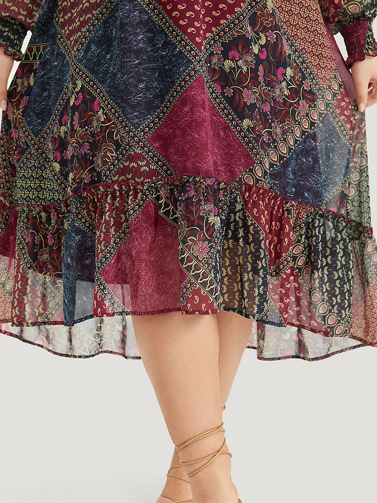 Bandana Print Shirred Flutter Hem Dress - Image 10
