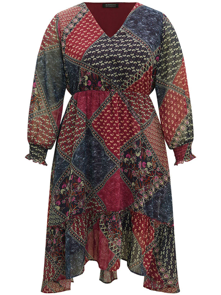 Bandana Print Shirred Flutter Hem Dress - Image 11