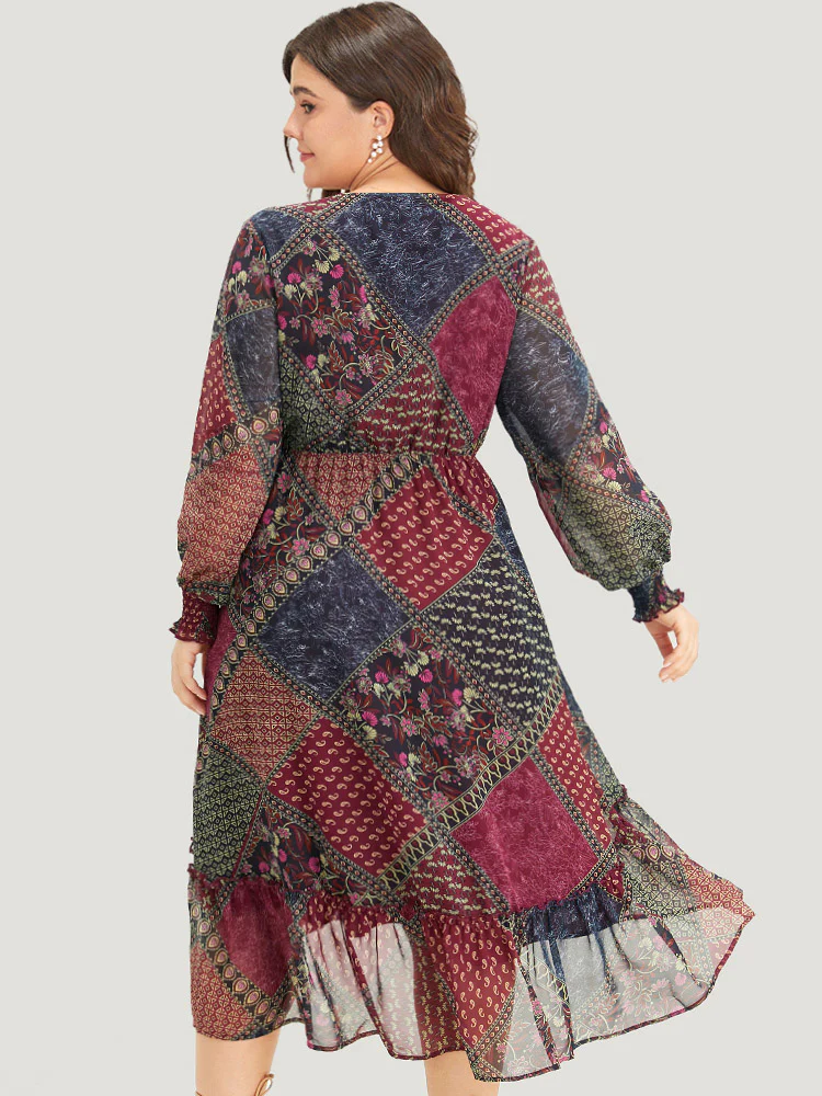 Bandana Print Shirred Flutter Hem Dress - Image 2
