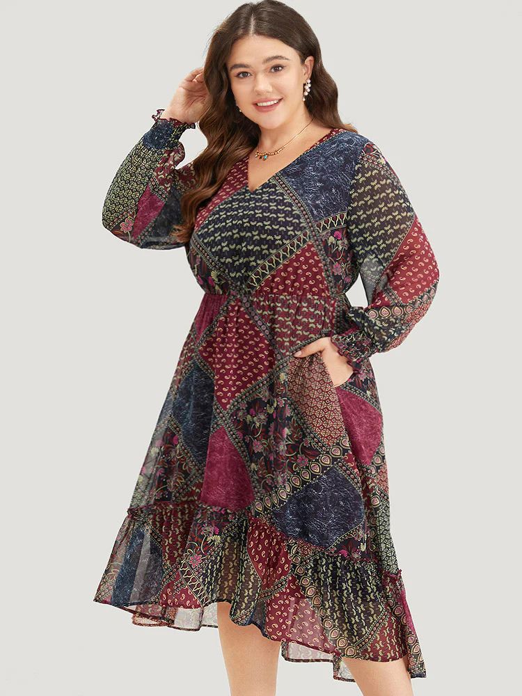Bandana Print Shirred Flutter Hem Dress - Image 4
