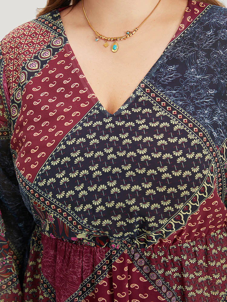 Bandana Print Shirred Flutter Hem Dress - Image 7