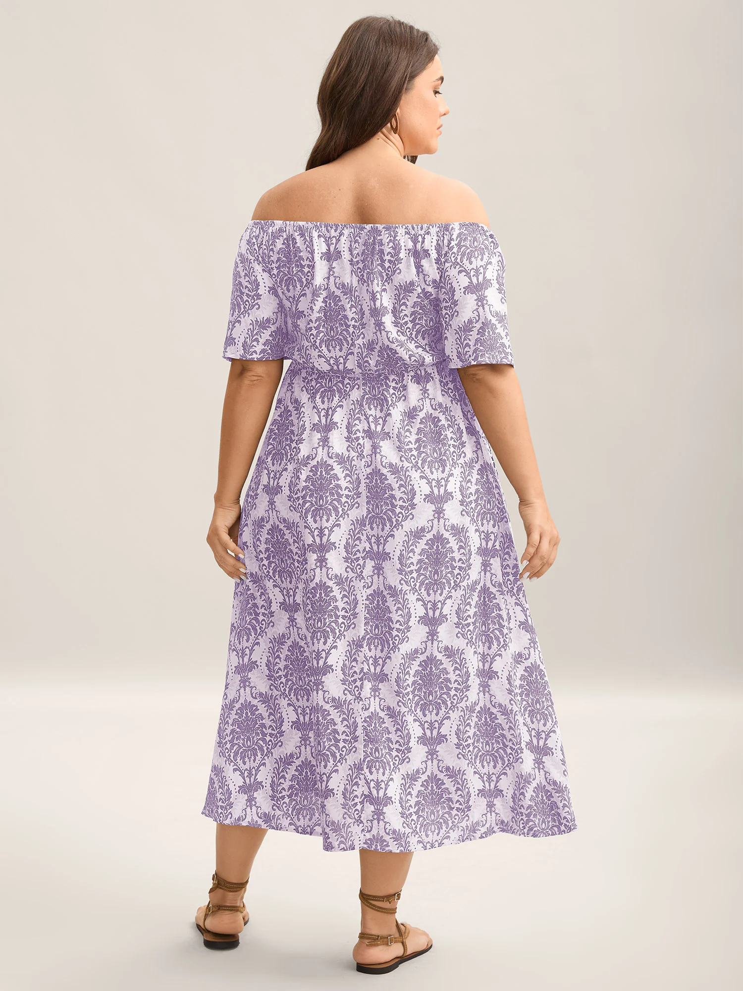 Bandana Print Shirred Off Shoulder Dress - Image 11