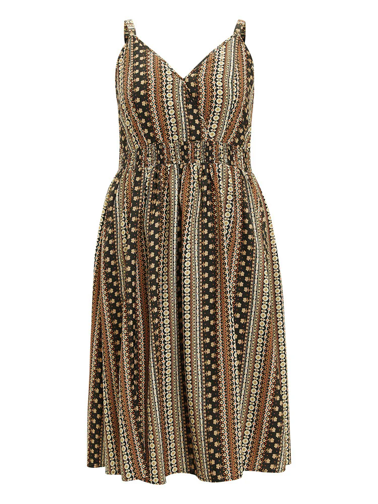 Bandana Print Shirred Pocket Split Wrap Cami Dress - Image 10