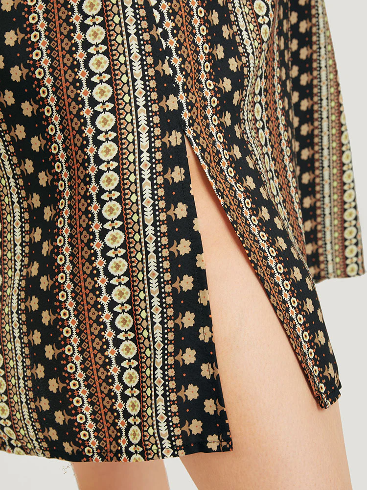 Bandana Print Shirred Pocket Split Wrap Cami Dress - Image 8