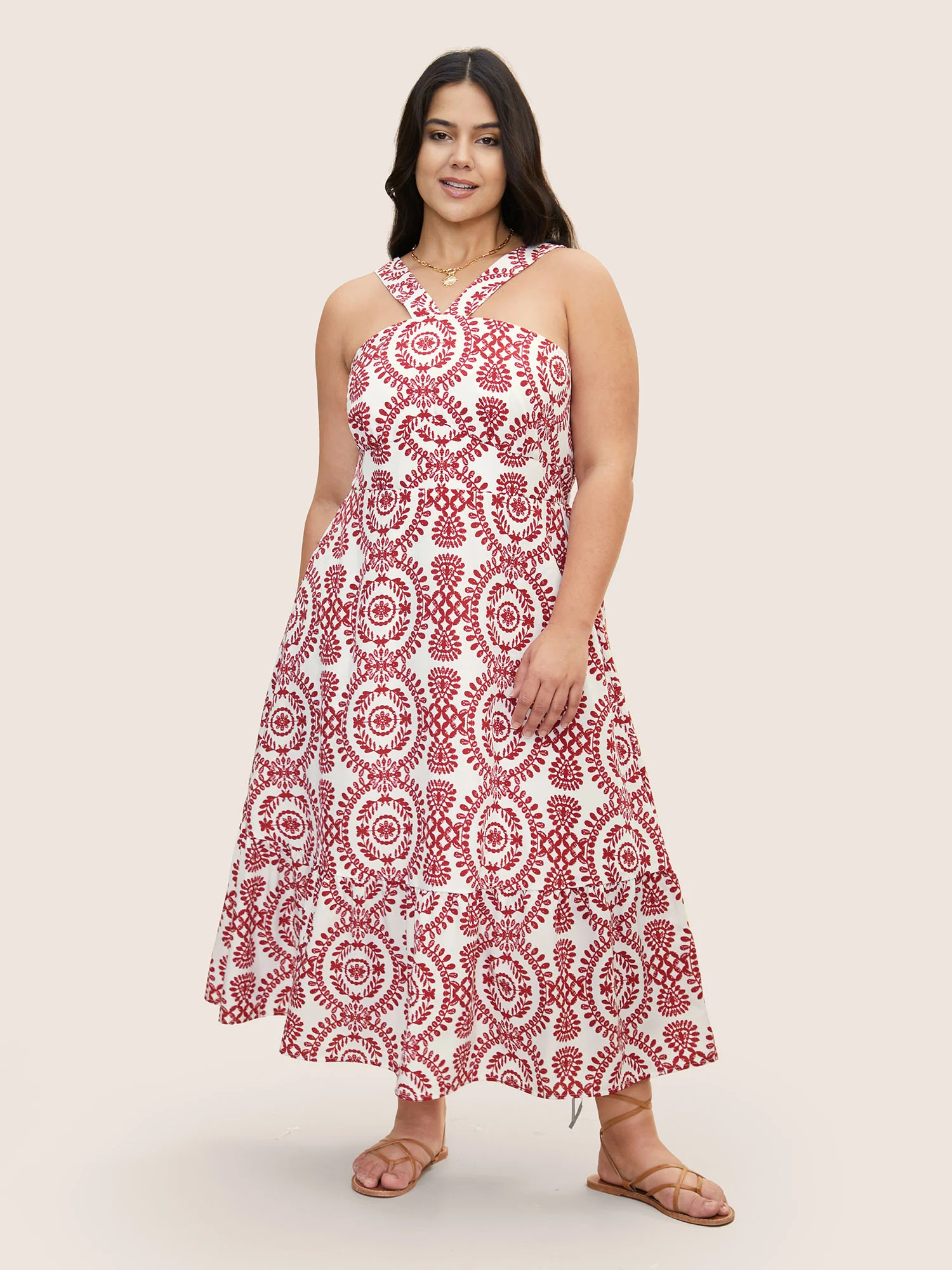 Bandana Print Shirred Sleeveless Maxi Dress - Image 2