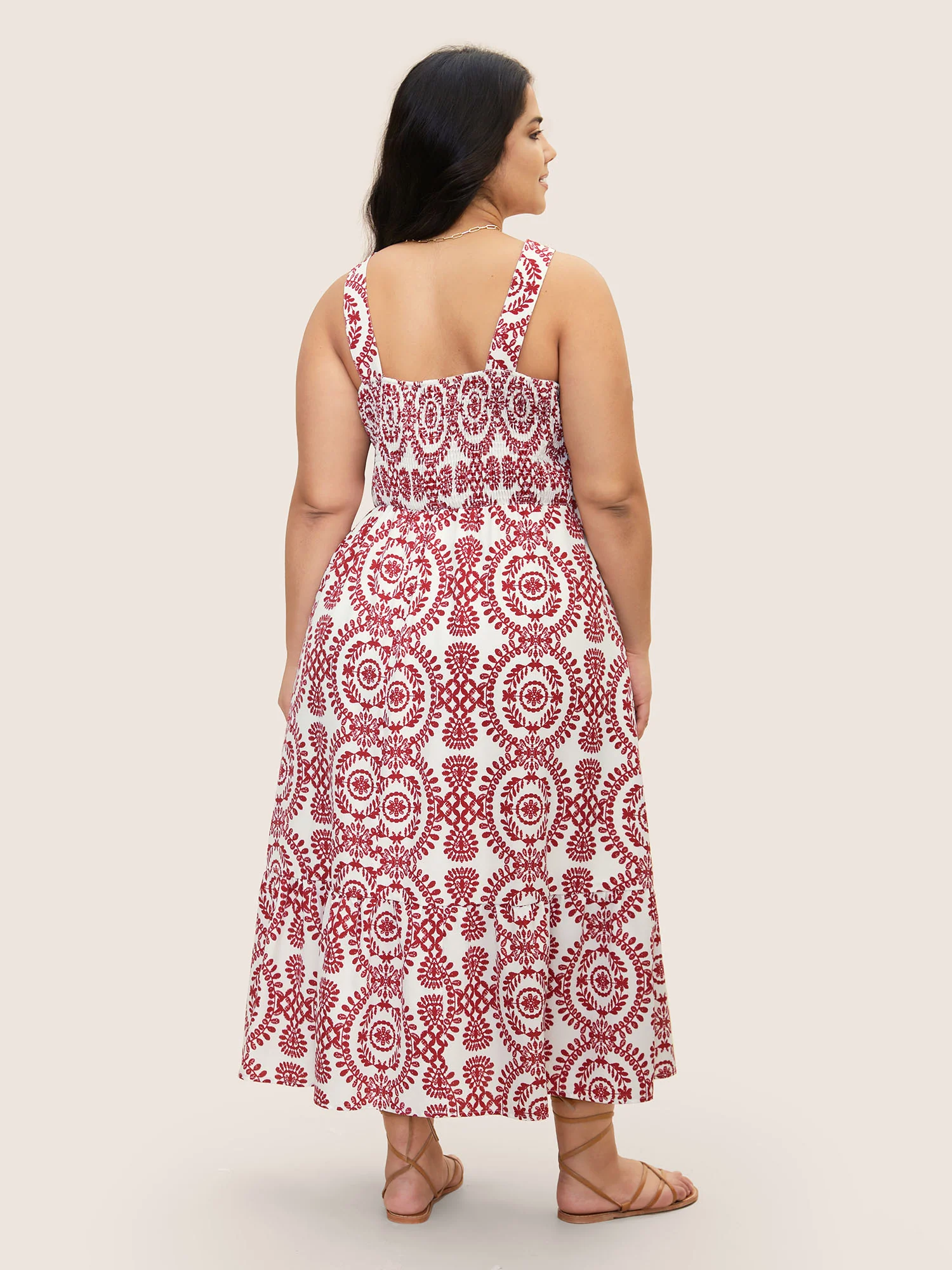 Bandana Print Shirred Sleeveless Maxi Dress - Image 4
