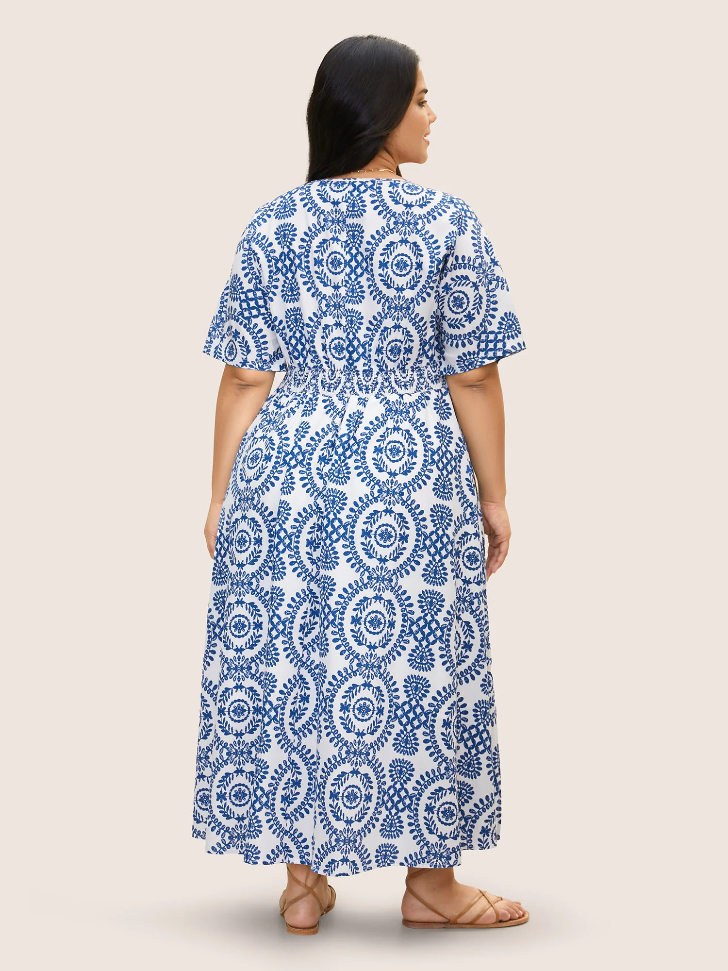 Bandana Print Shirred Split Side Maxi Dress - Image 3