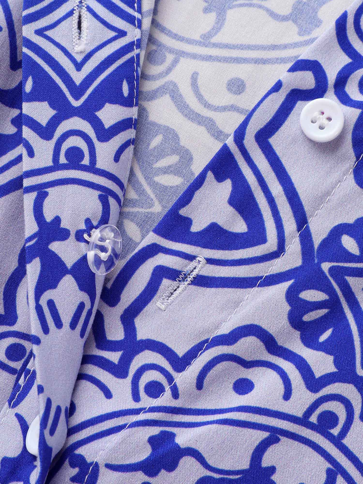 Bandana Print Shirt Collar Belted Midi Dress - Image 6