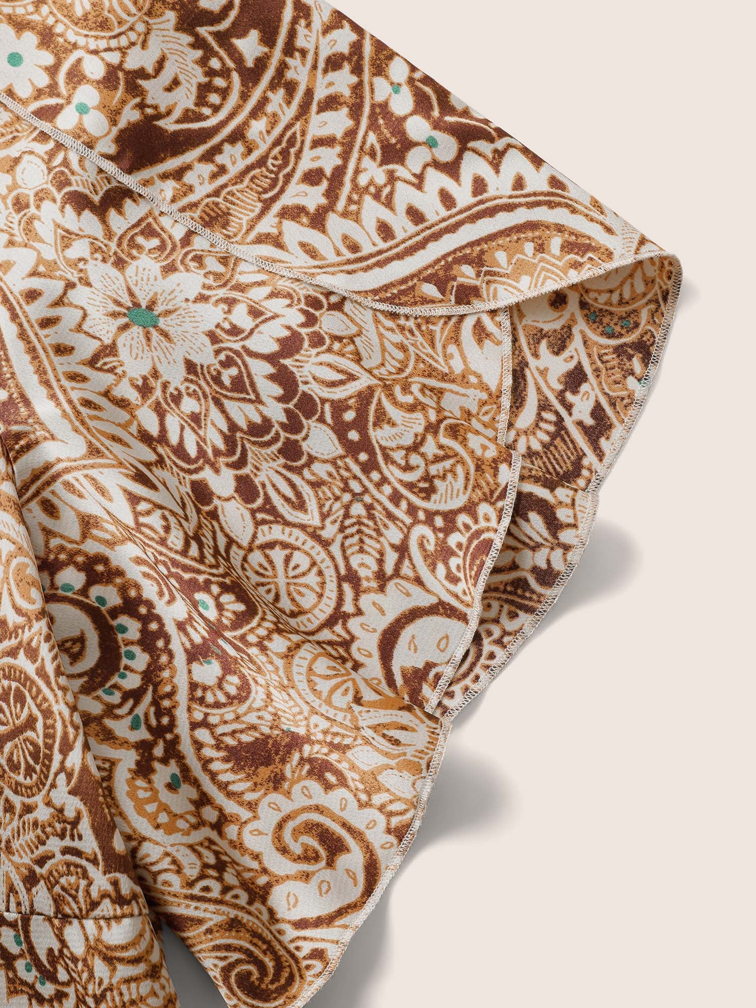 Bandana Print Tassel Trim Petal Sleeve Blouse - Image 5