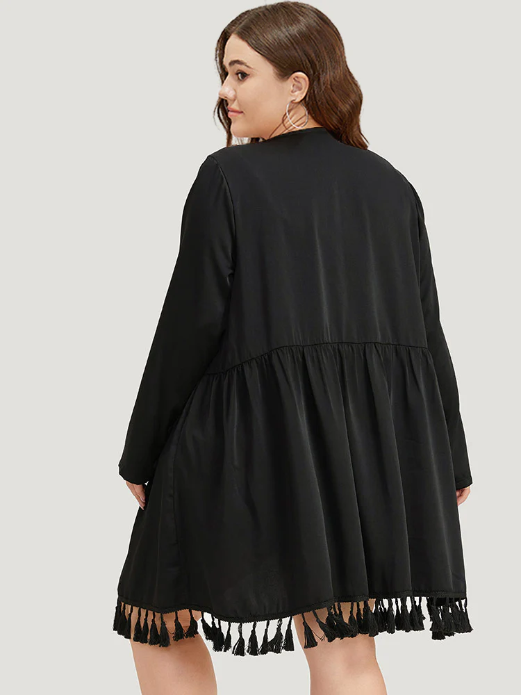 Bandana Print Tassels Trim Open Front Kimono - Image 2