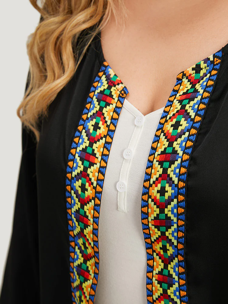 Bandana Print Tassels Trim Open Front Kimono - Image 5
