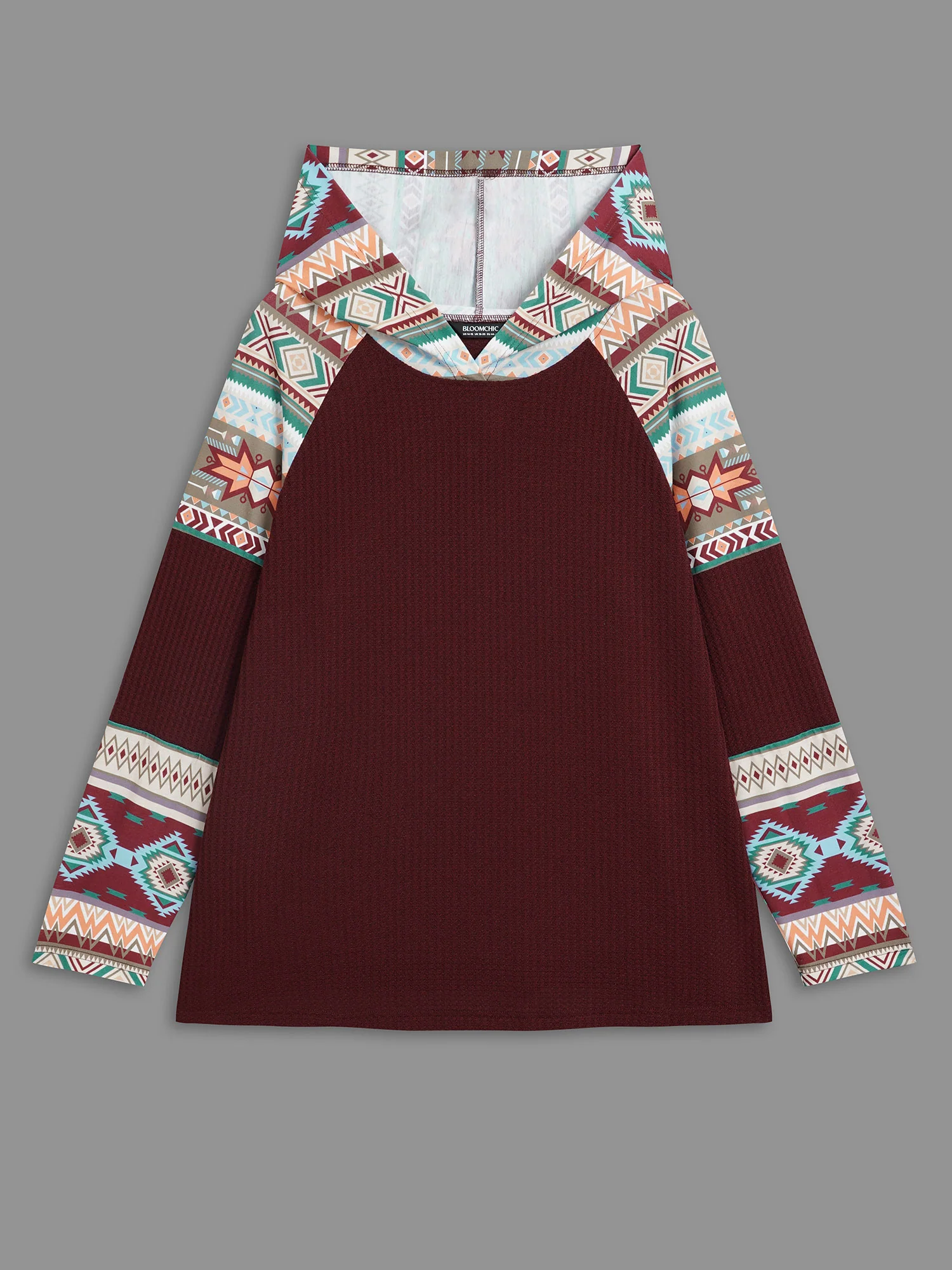 Bandana Print Texture Patchwork Hooded T-shirt - Image 8