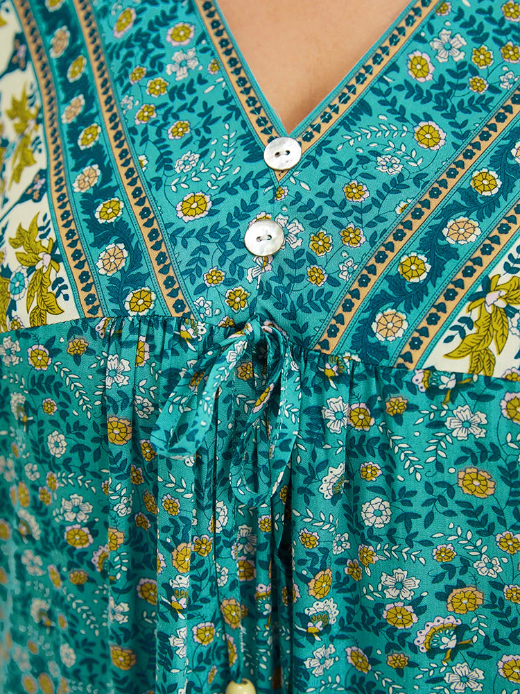 Bandana Ruffle Trim Knot Front Button Detail Blouse - Image 8