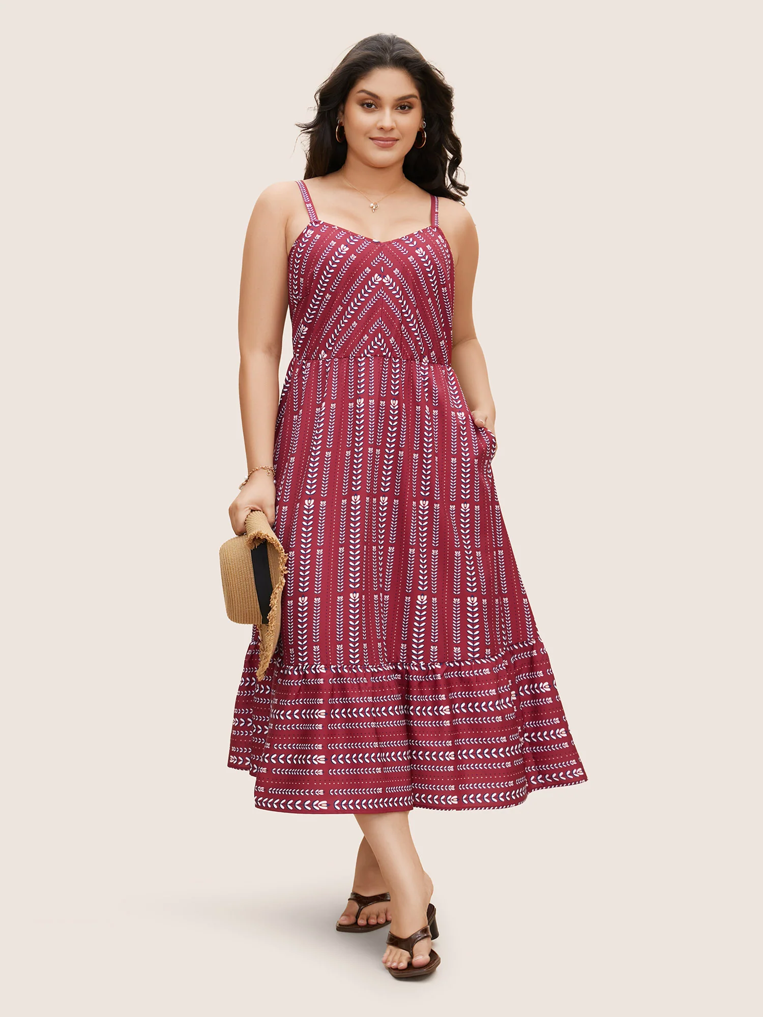 Bandana Striped Ruffle Hem Cami Dress - Image 2