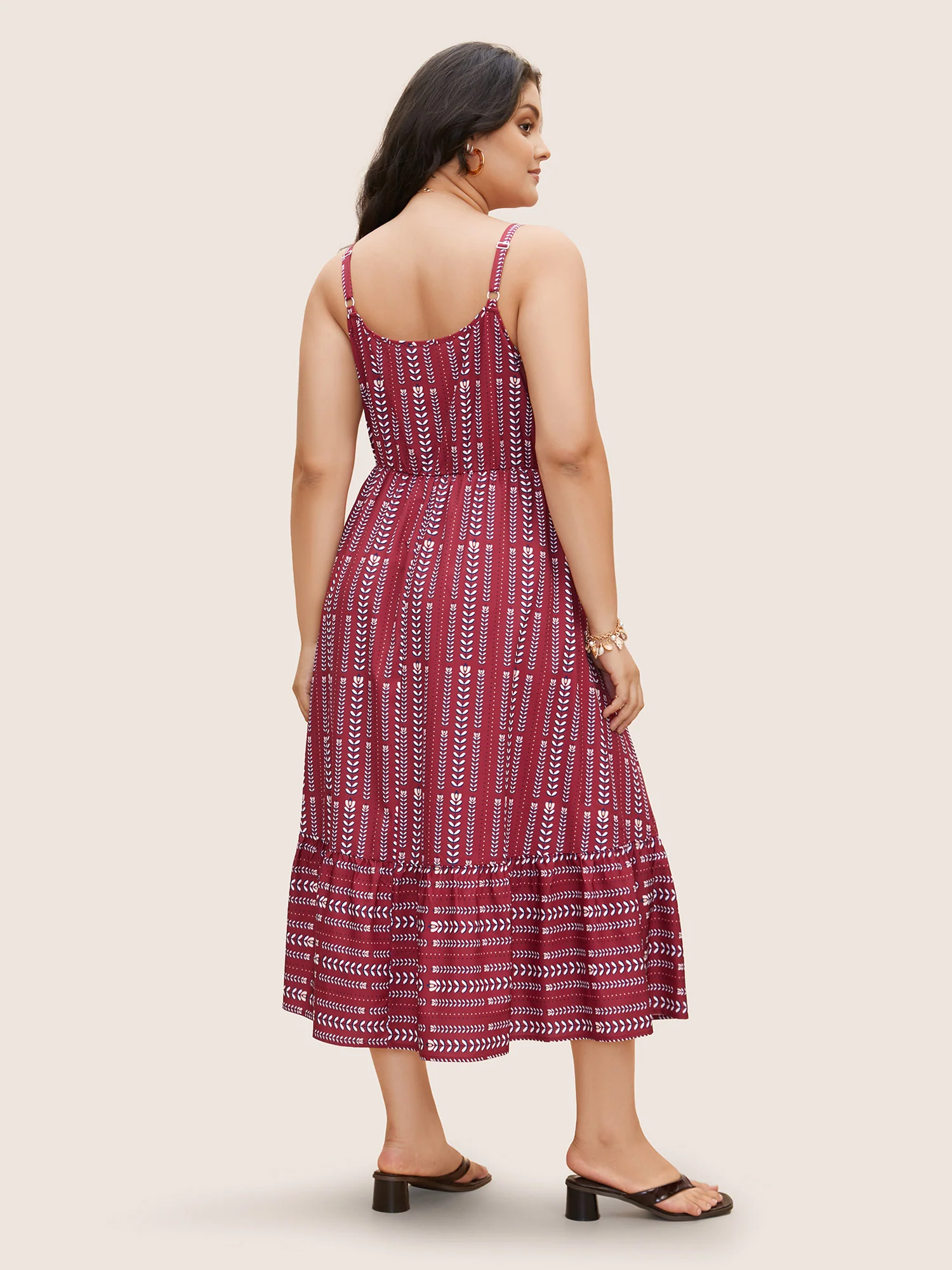 Bandana Striped Ruffle Hem Cami Dress - Image 3