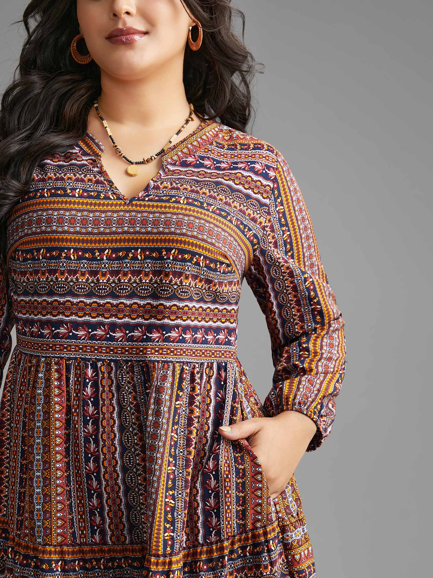 Bandana Striped Ruffle Layered Hem Dress - Image 5