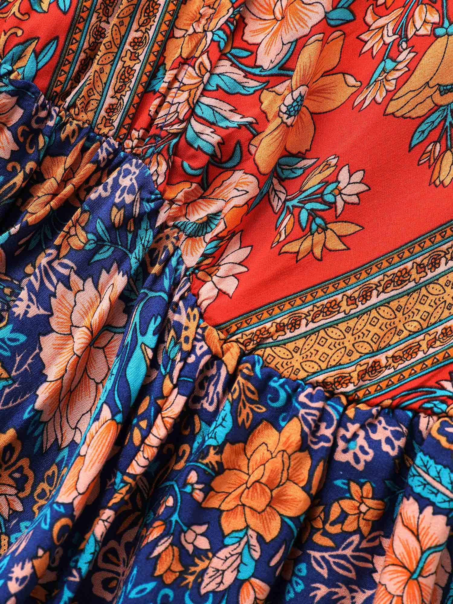 Bandana Surplice Neck Pocket Belted Flutter Hem Maxi Dress - Image 6