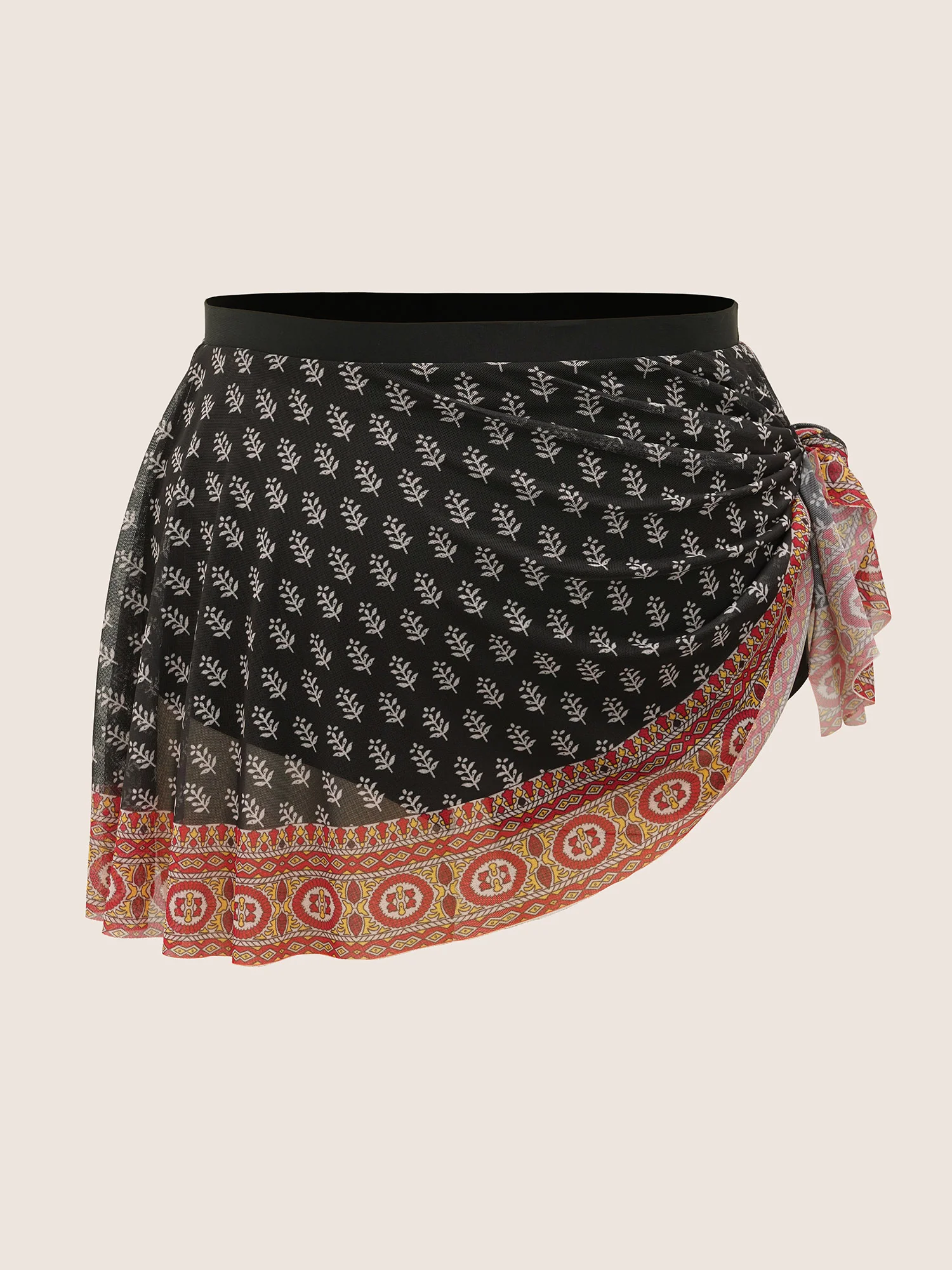 Bandana Tie Knot Slit Hem Swim Skirt - Image 8