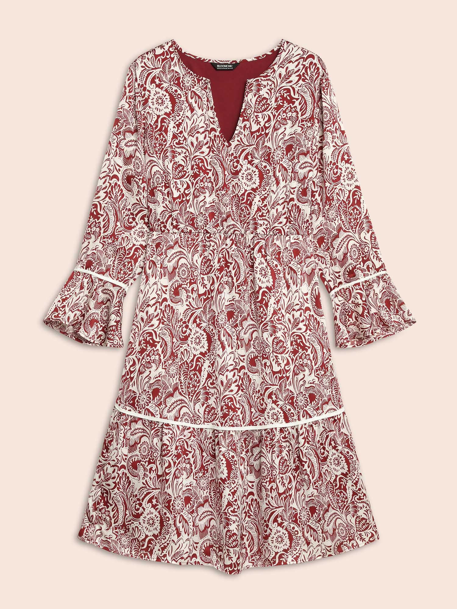 Bandana Woven Ribbon Bell Sleeve Dress - Image 7