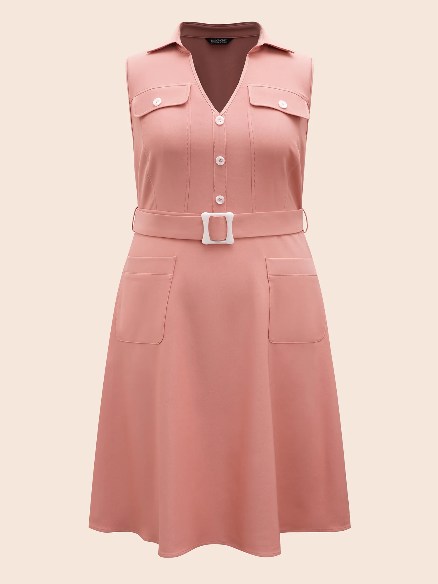 Sleeveless Chest Flaps Midi Dress - Image 7