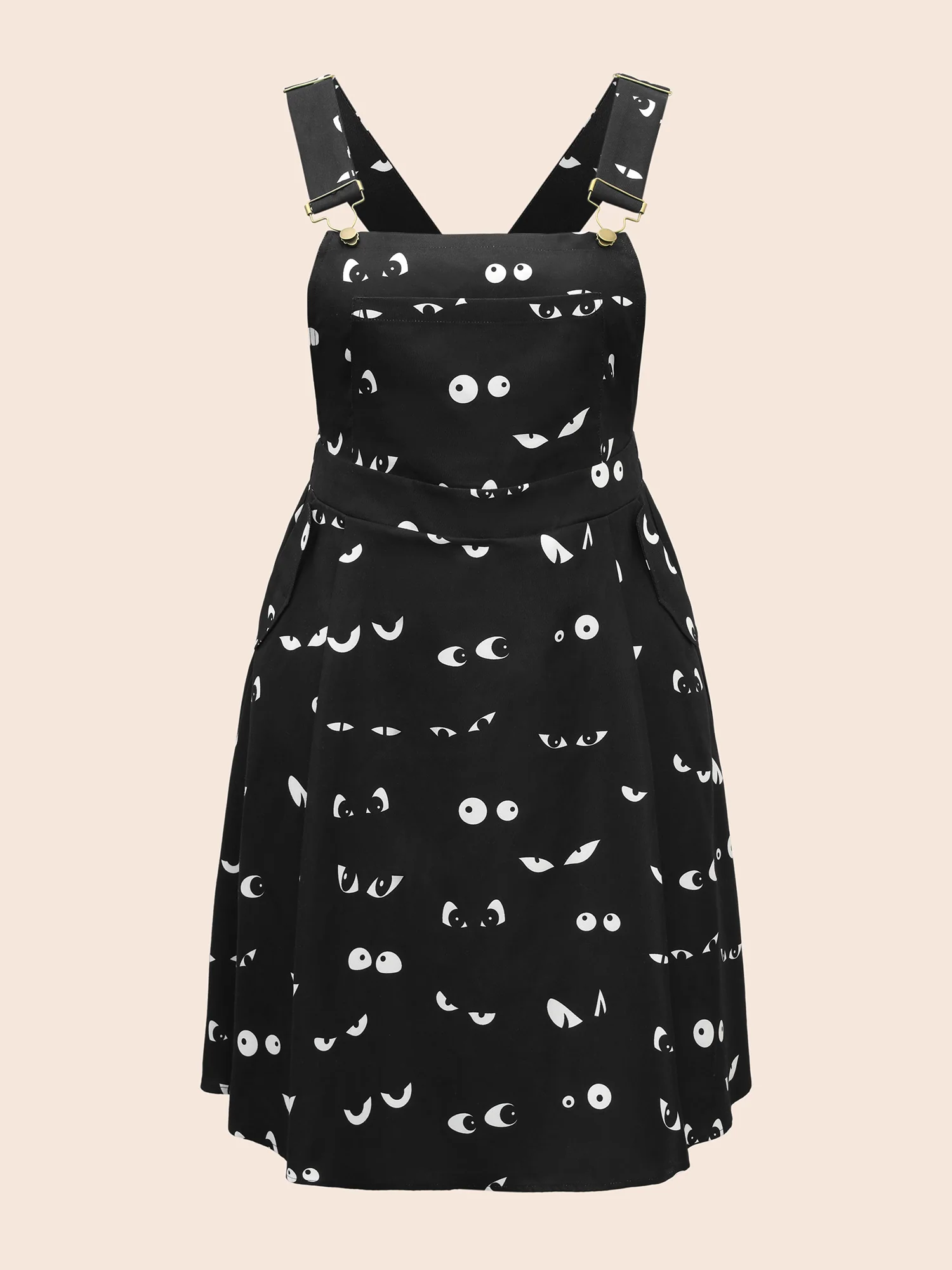 Bat Eyes Overall Straps Skirt Midi Dress - Image 8