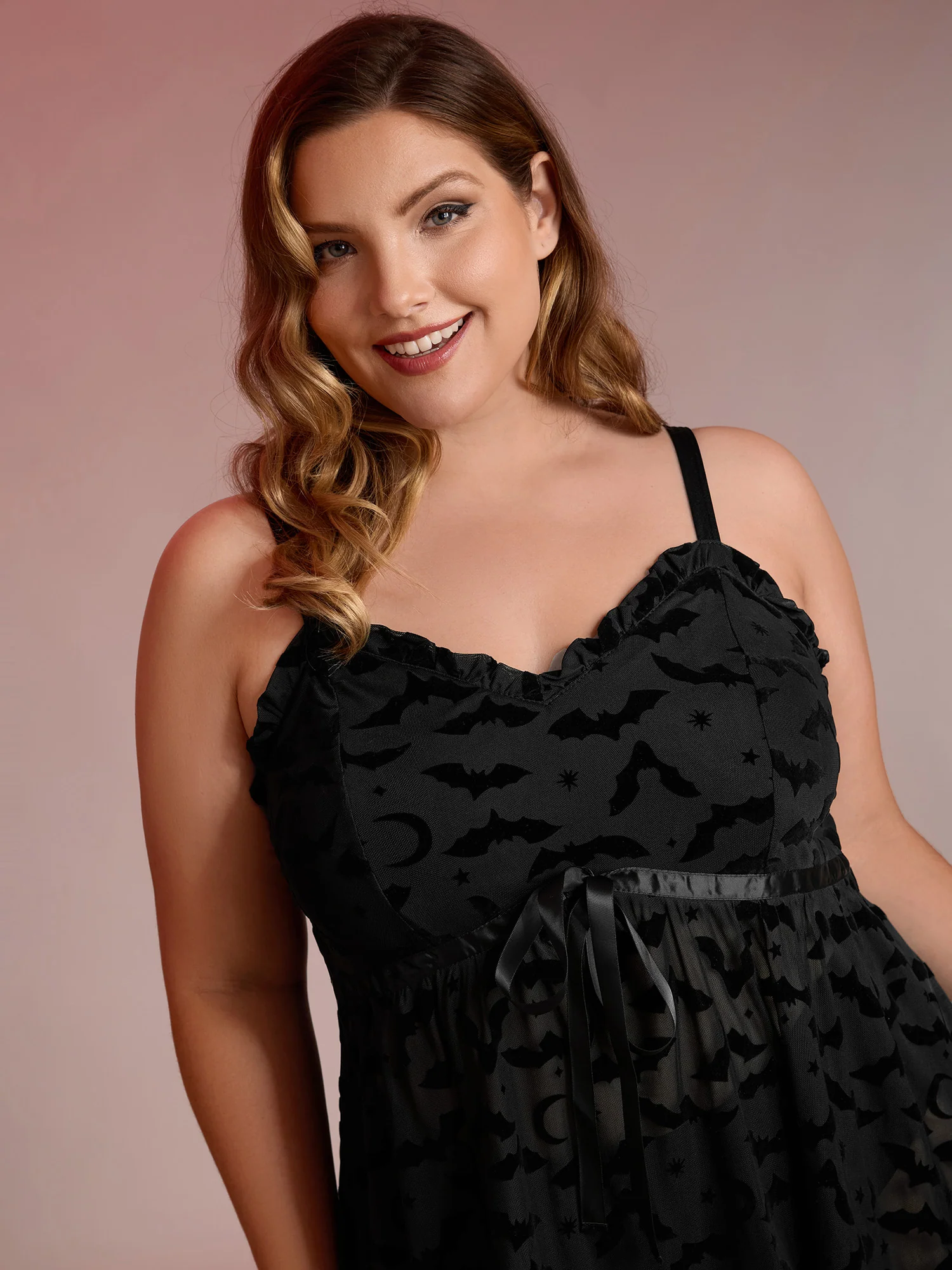 Bat Flocked Sheer Ruffled Nightgown - Image 2