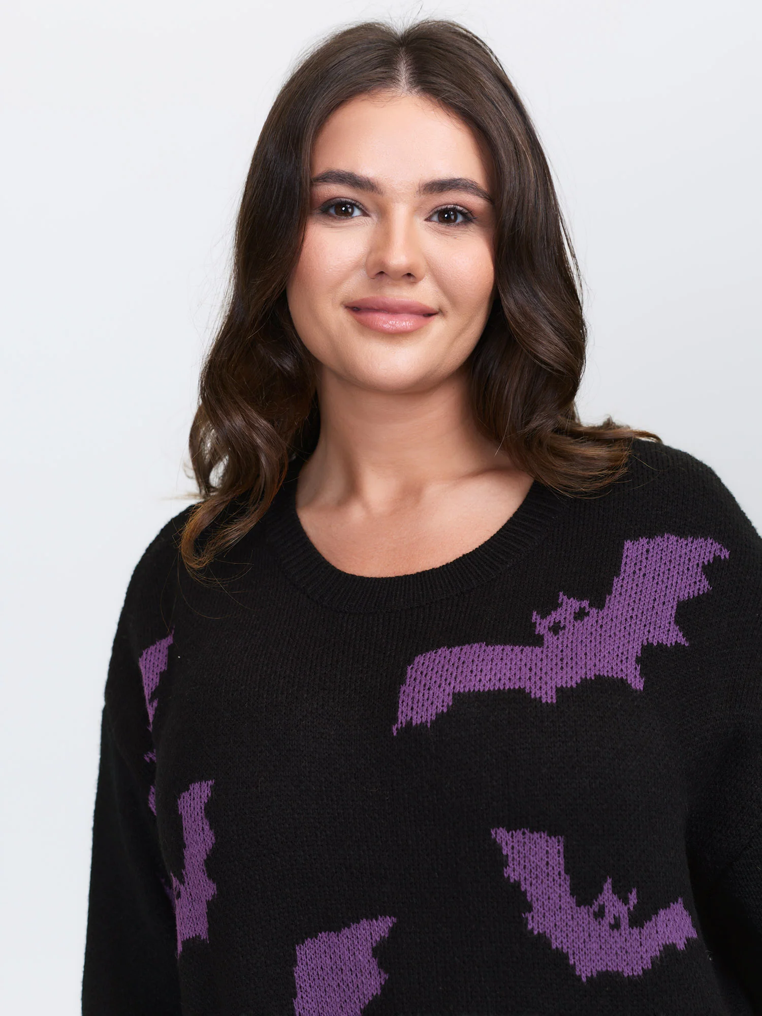 Bat Pattern Ribbed Neck Pullover - Image 2