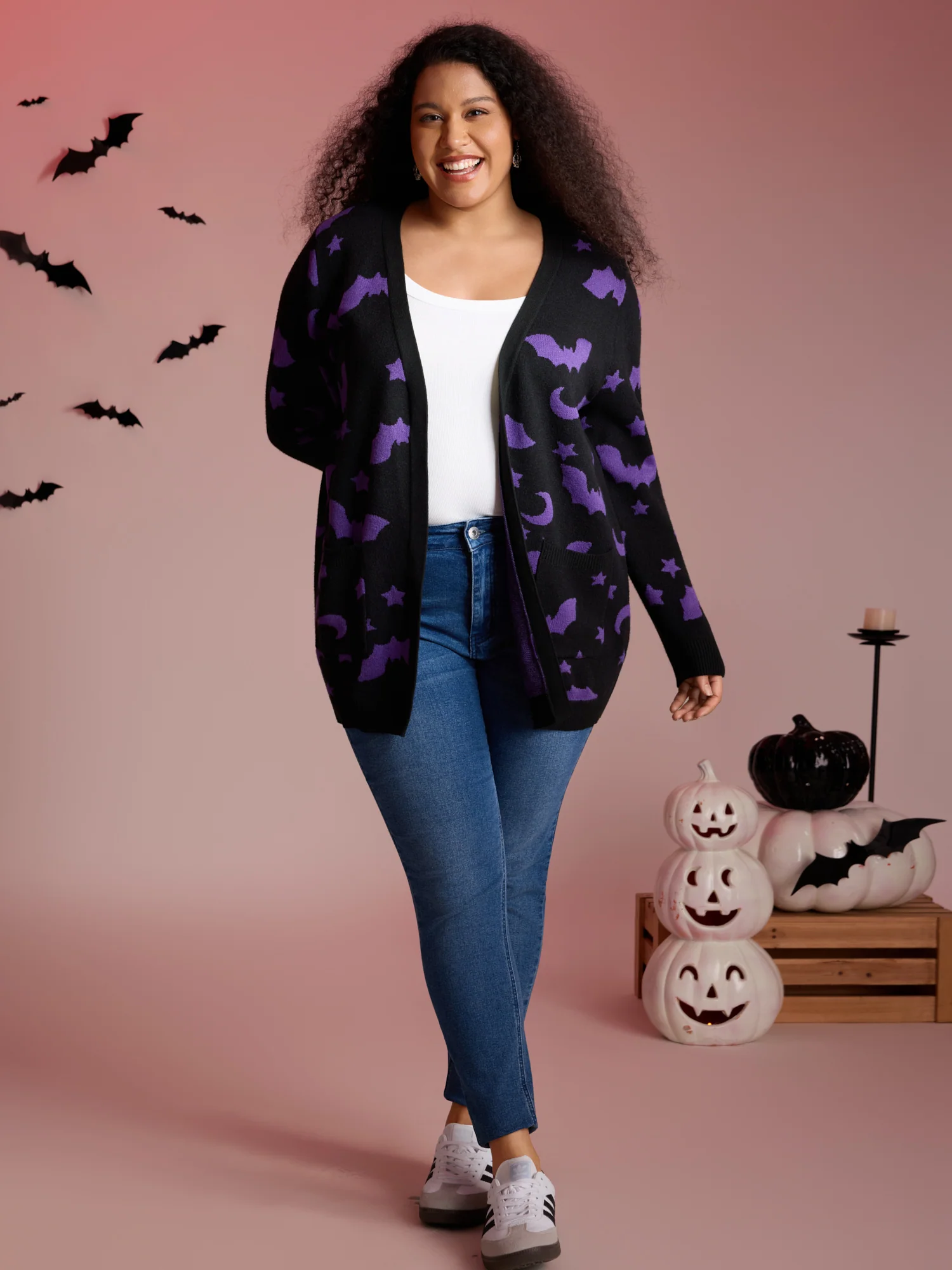 Bat Printed Jacquard Cardigan - Image 3