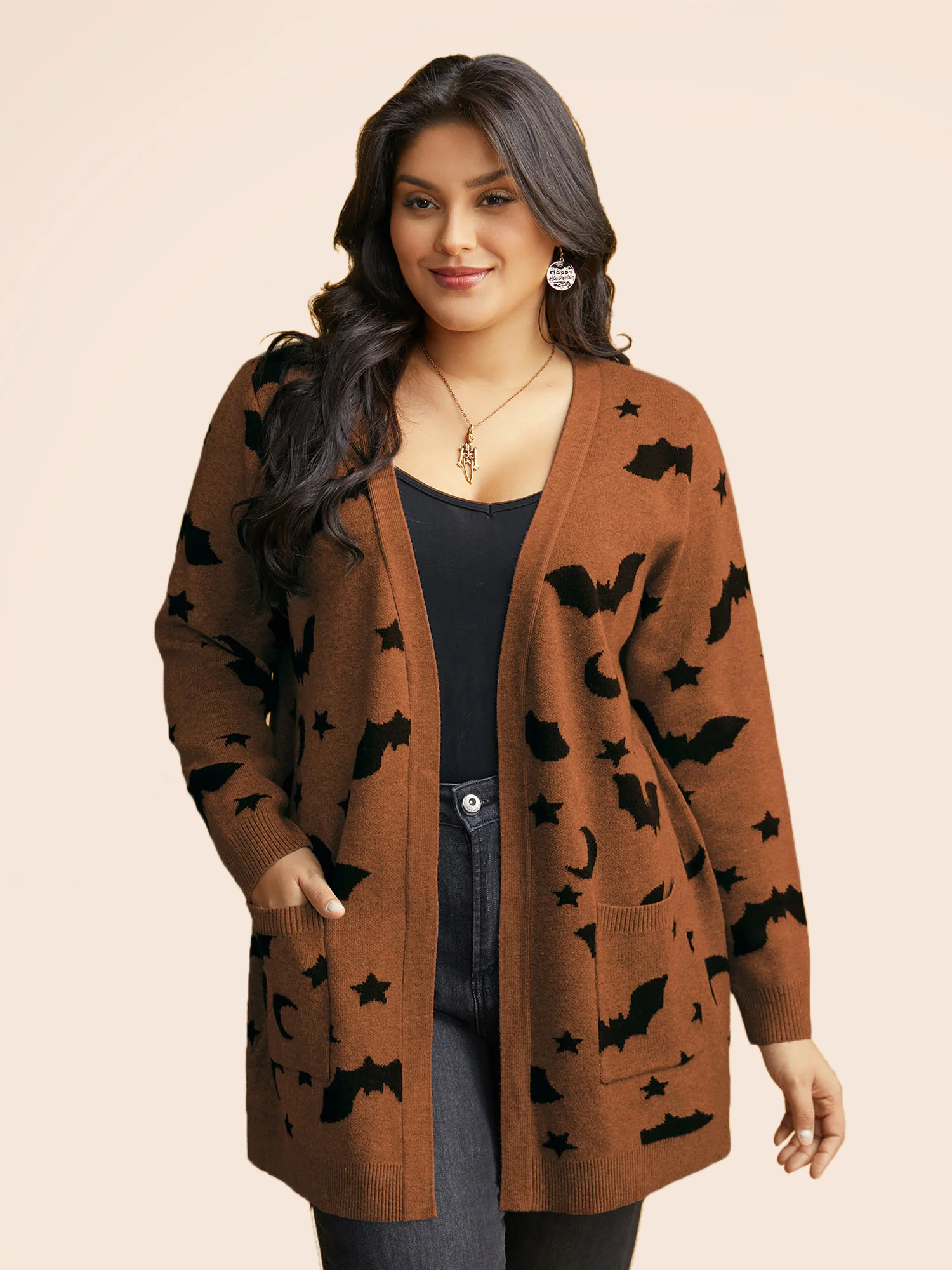 Bat Printed Jacquard Cardigan - Image 8