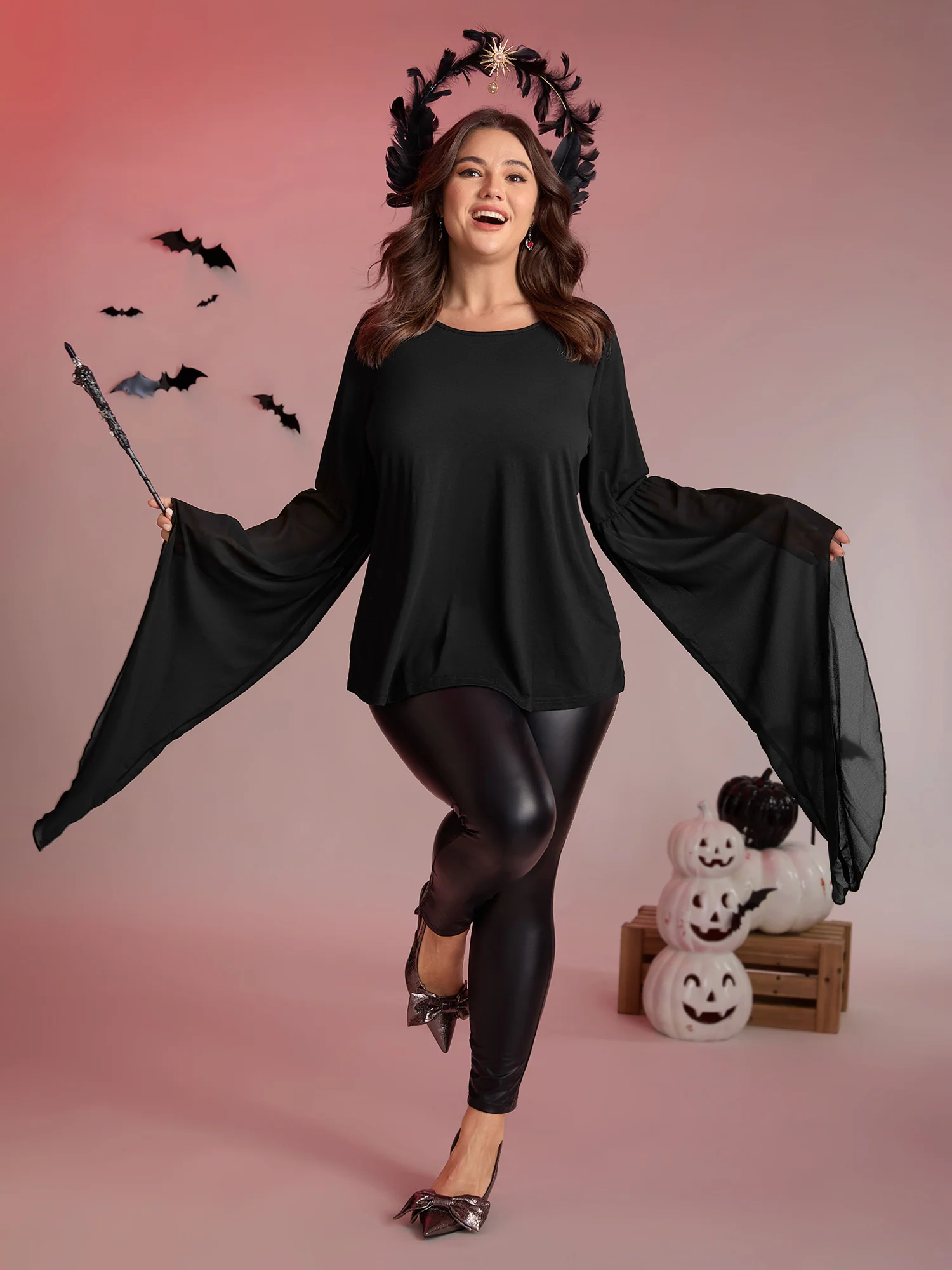 Bat Wings Round Sleeve Relaxed Fit Top - Image 4