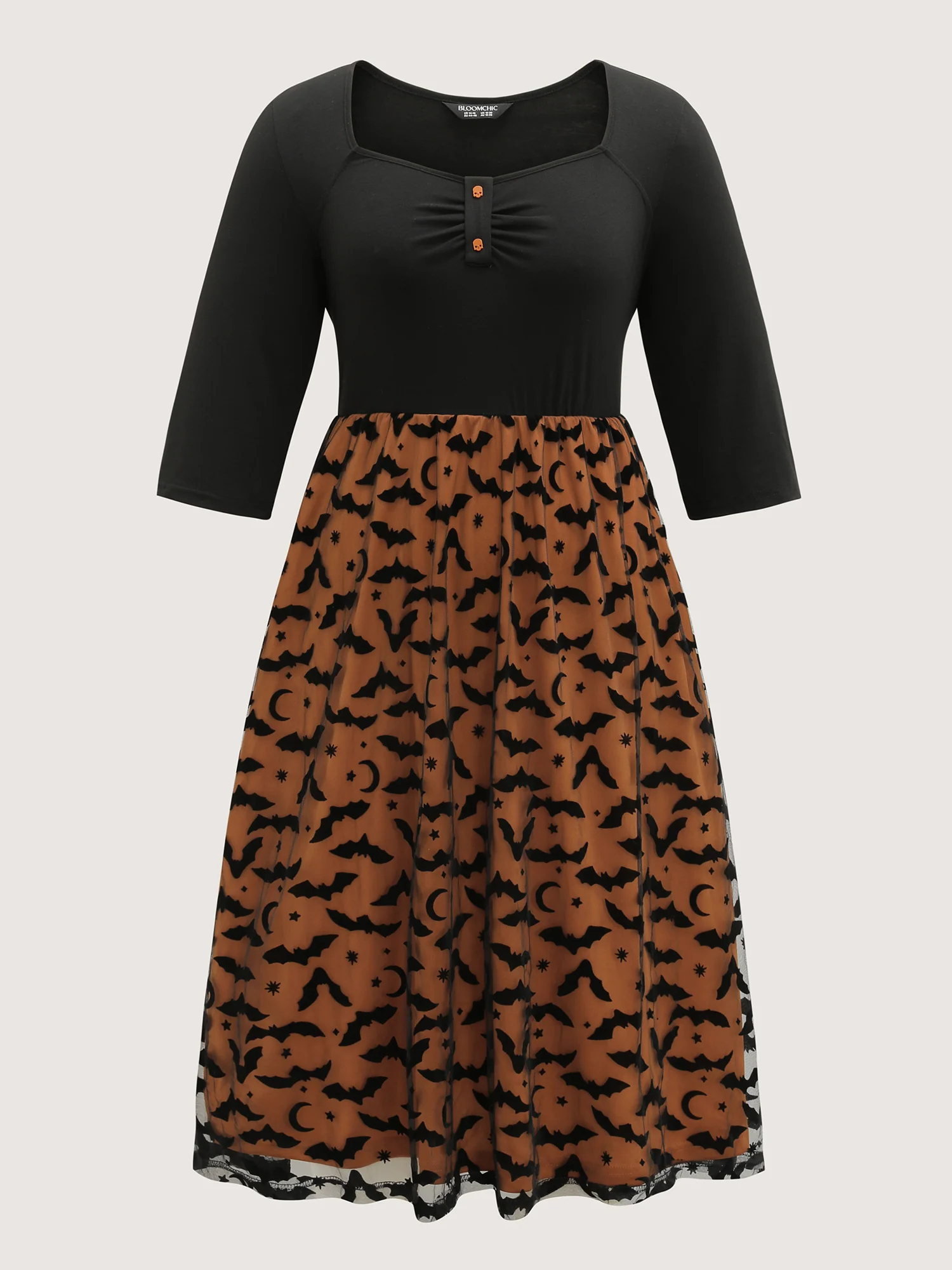 Bats Print Halloween Sheer Pockets Maxi Dress - Image 7