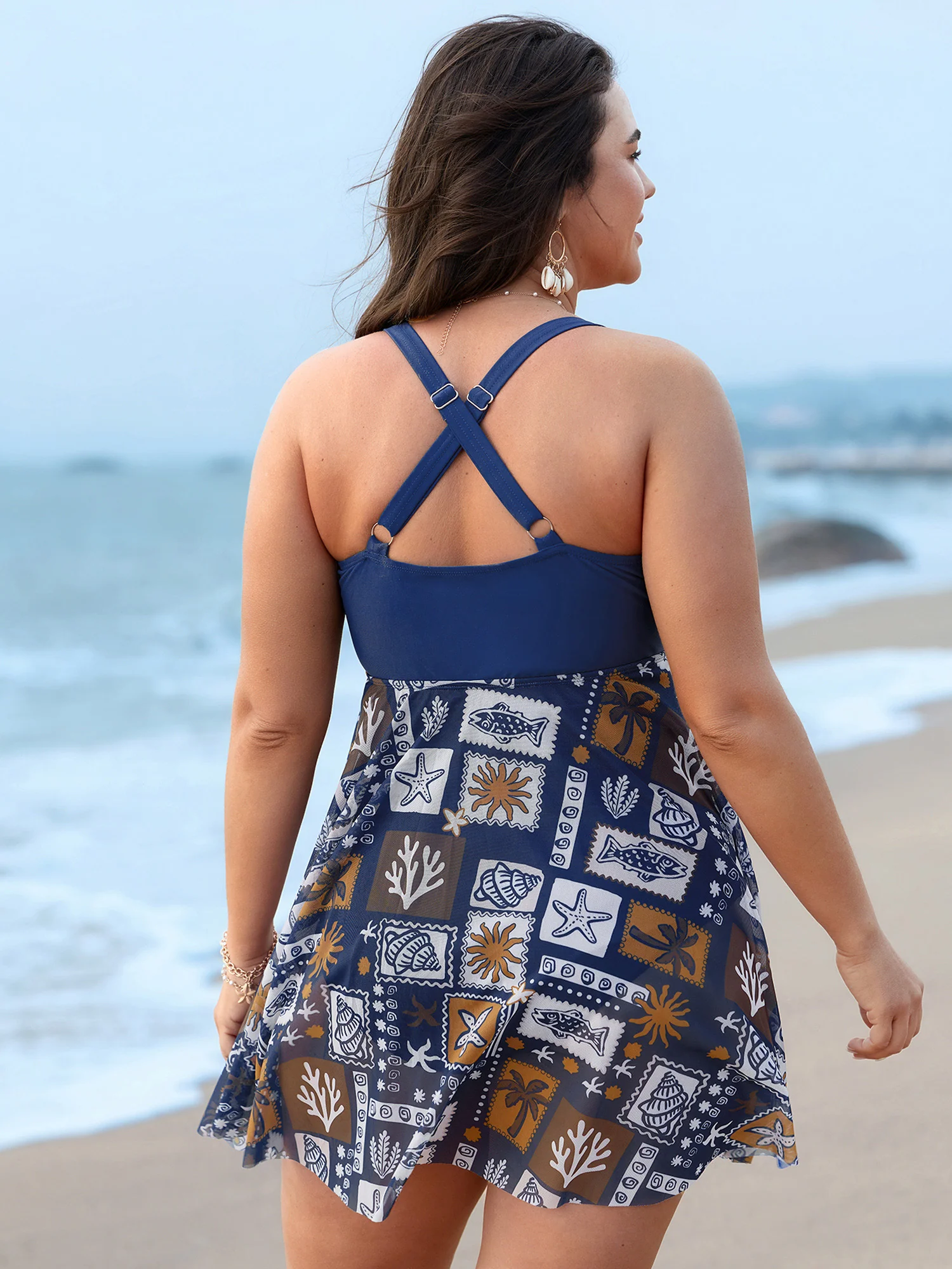 Beach-Ready Print Mesh Flowy Swim Dress - Image 5