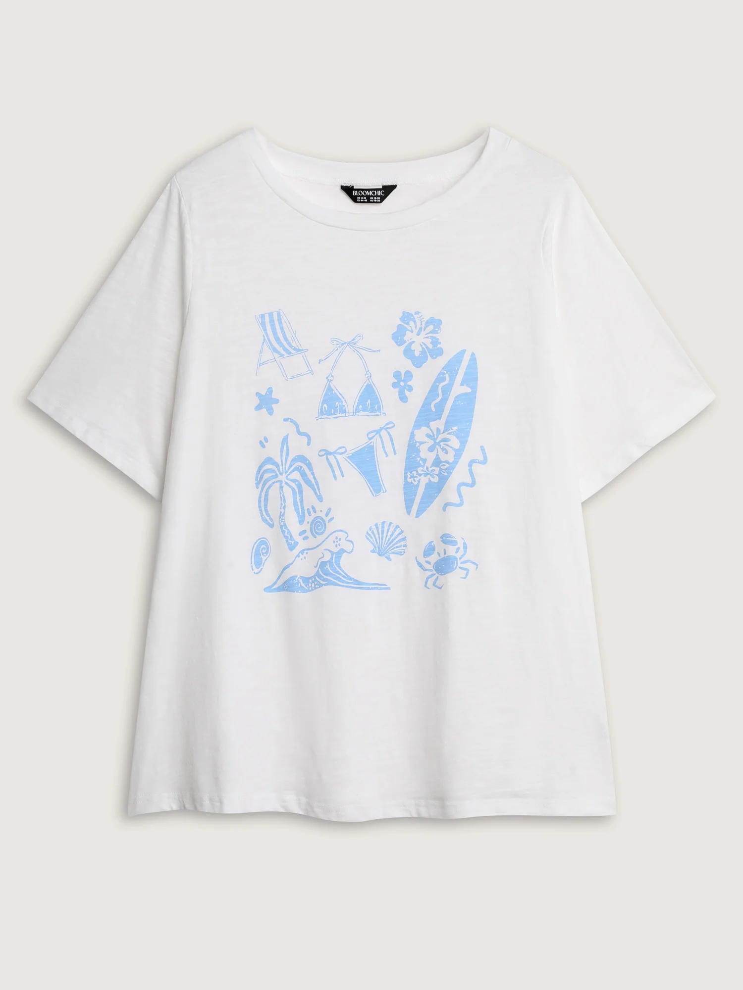 Beach Vibes Round Neck Plain T-Shirt - Image 7