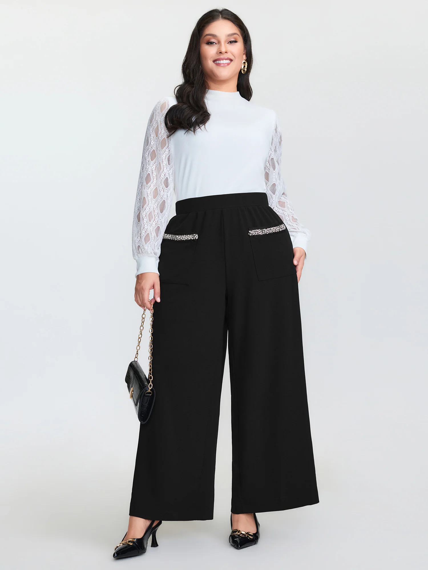 Bead Detail Pockets Pull-On Pants - Image 2