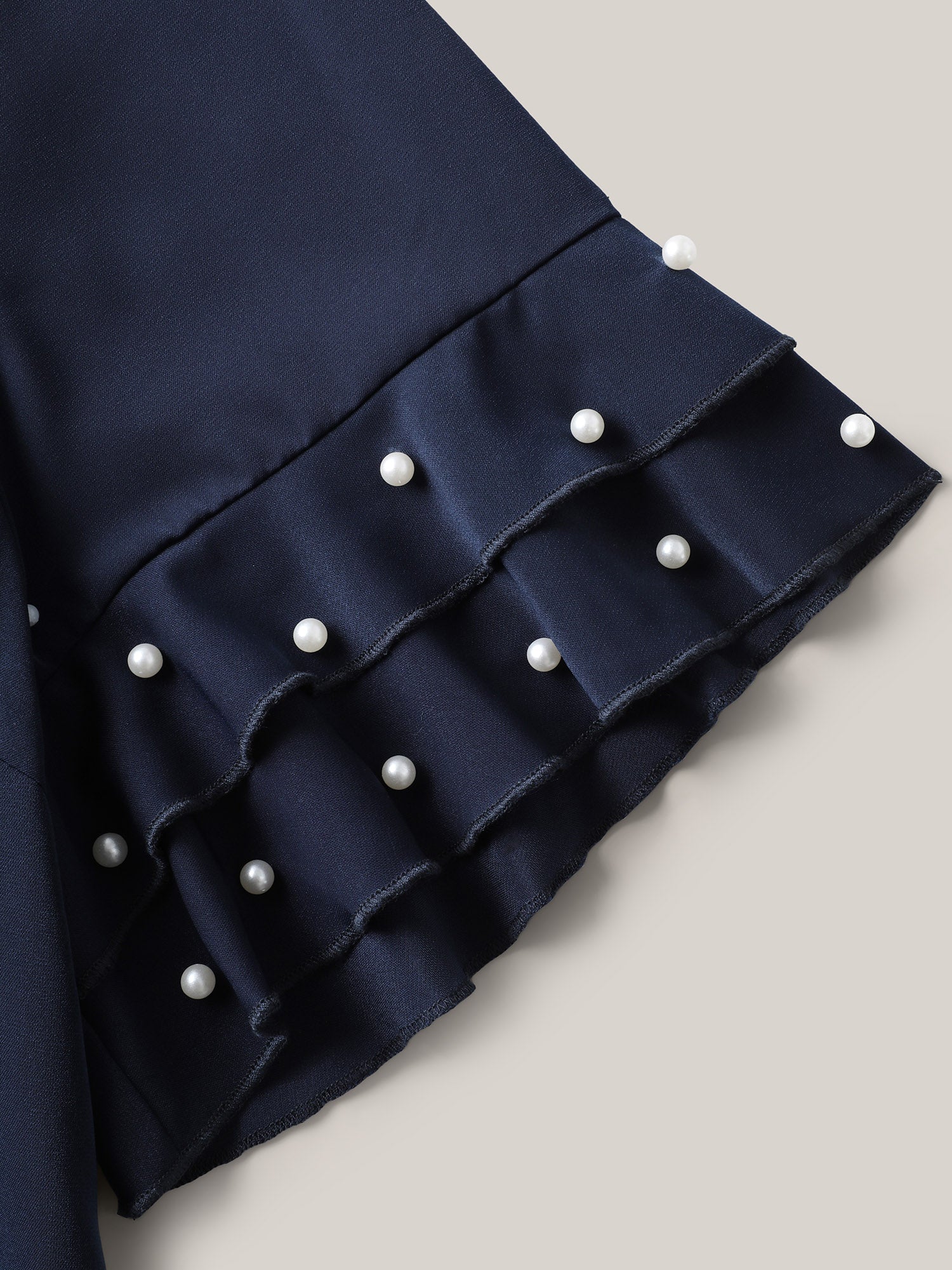 Beaded Layered Sleeve Plain Blouse - Image 5