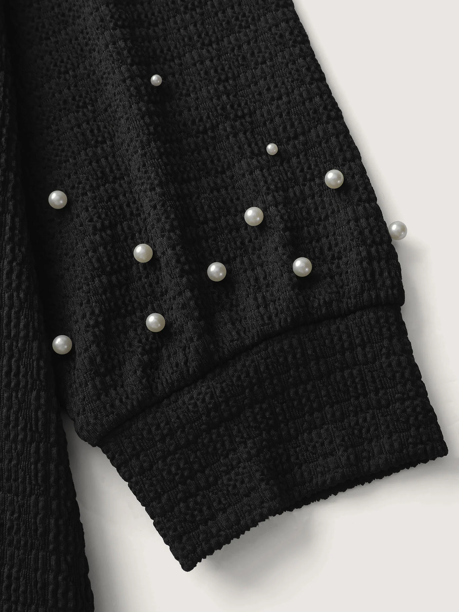 Beaded Round Neck Solid Sweatshirt - Image 7