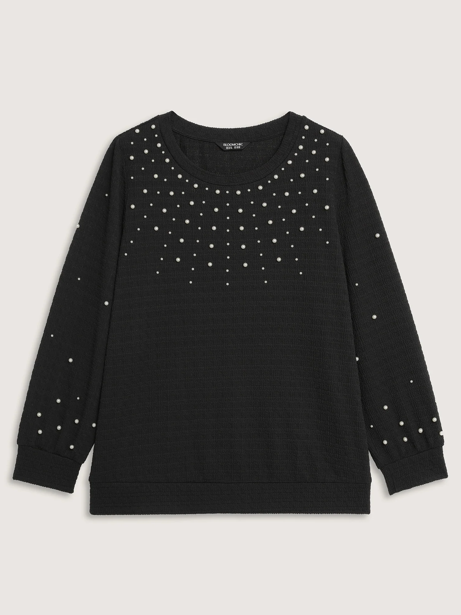 Beaded Round Neck Solid Sweatshirt - Image 8