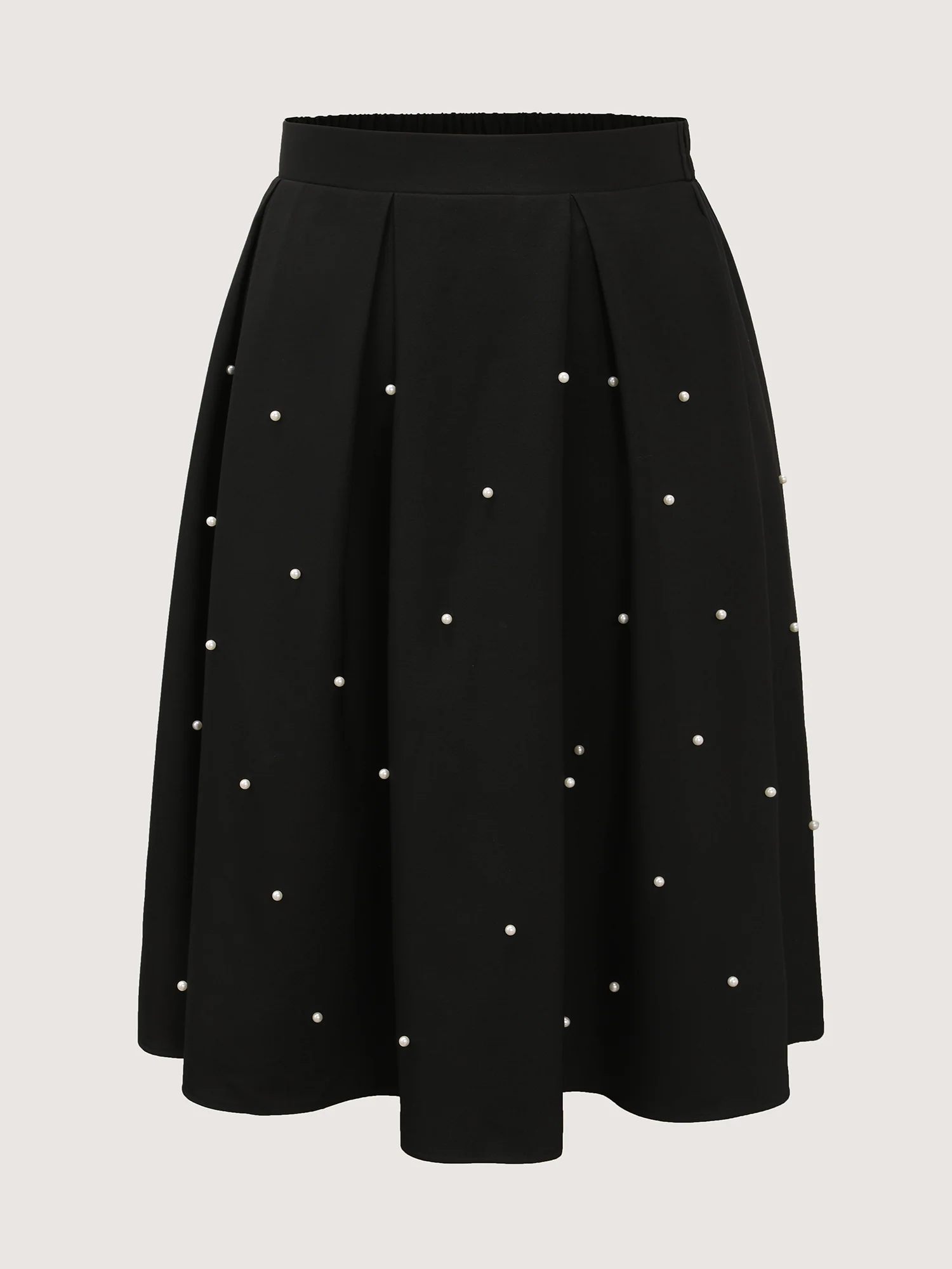Beadwork Pleated Solid Midi Skirt - Image 7
