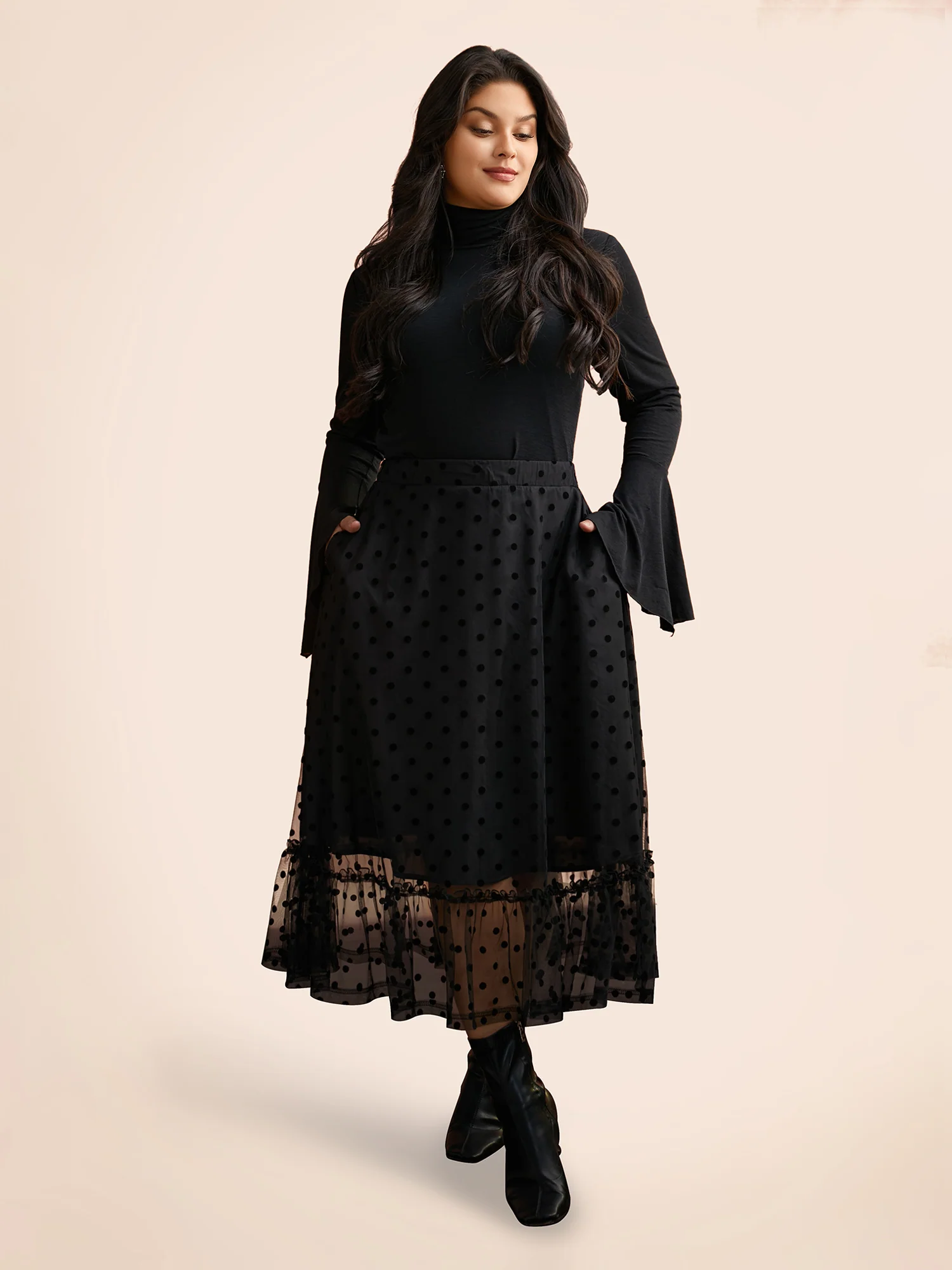 Bell Sleeves Turtleneck T-shirt - Image 2
