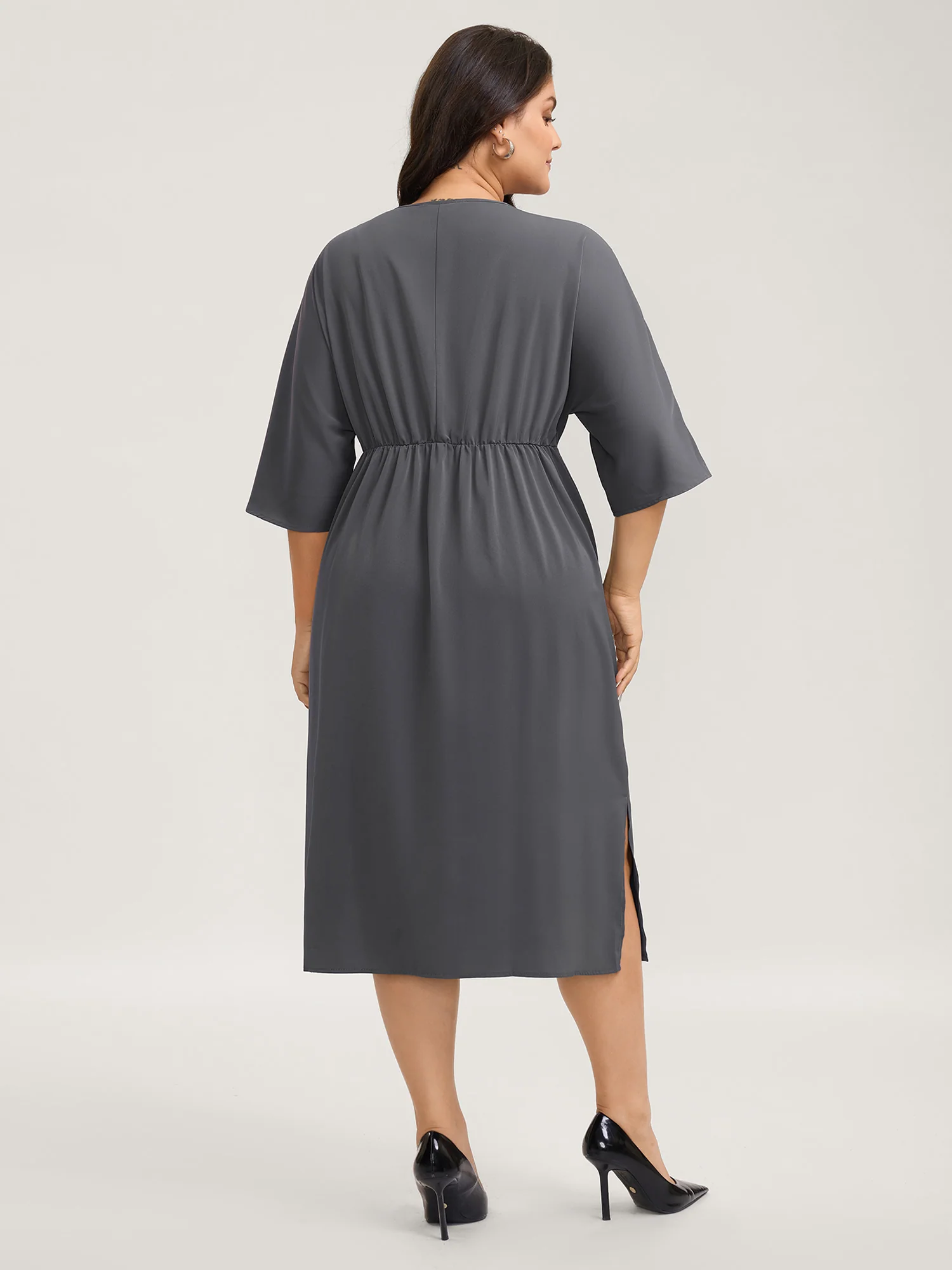 Belt Knotted-Front Waist-Cinching Midi Dress - Image 4