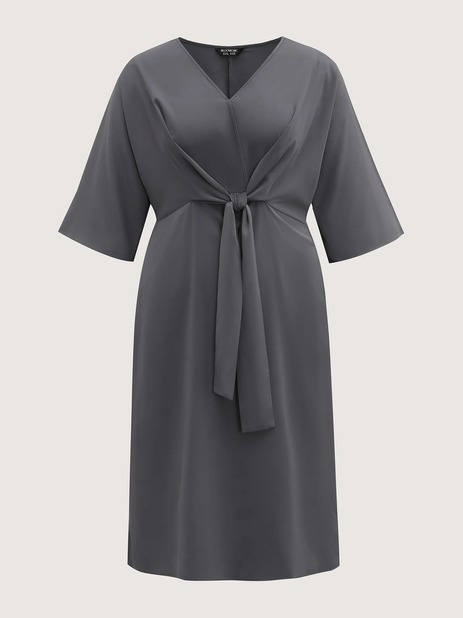Belt Knotted-Front Waist-Cinching Midi Dress - Image 7