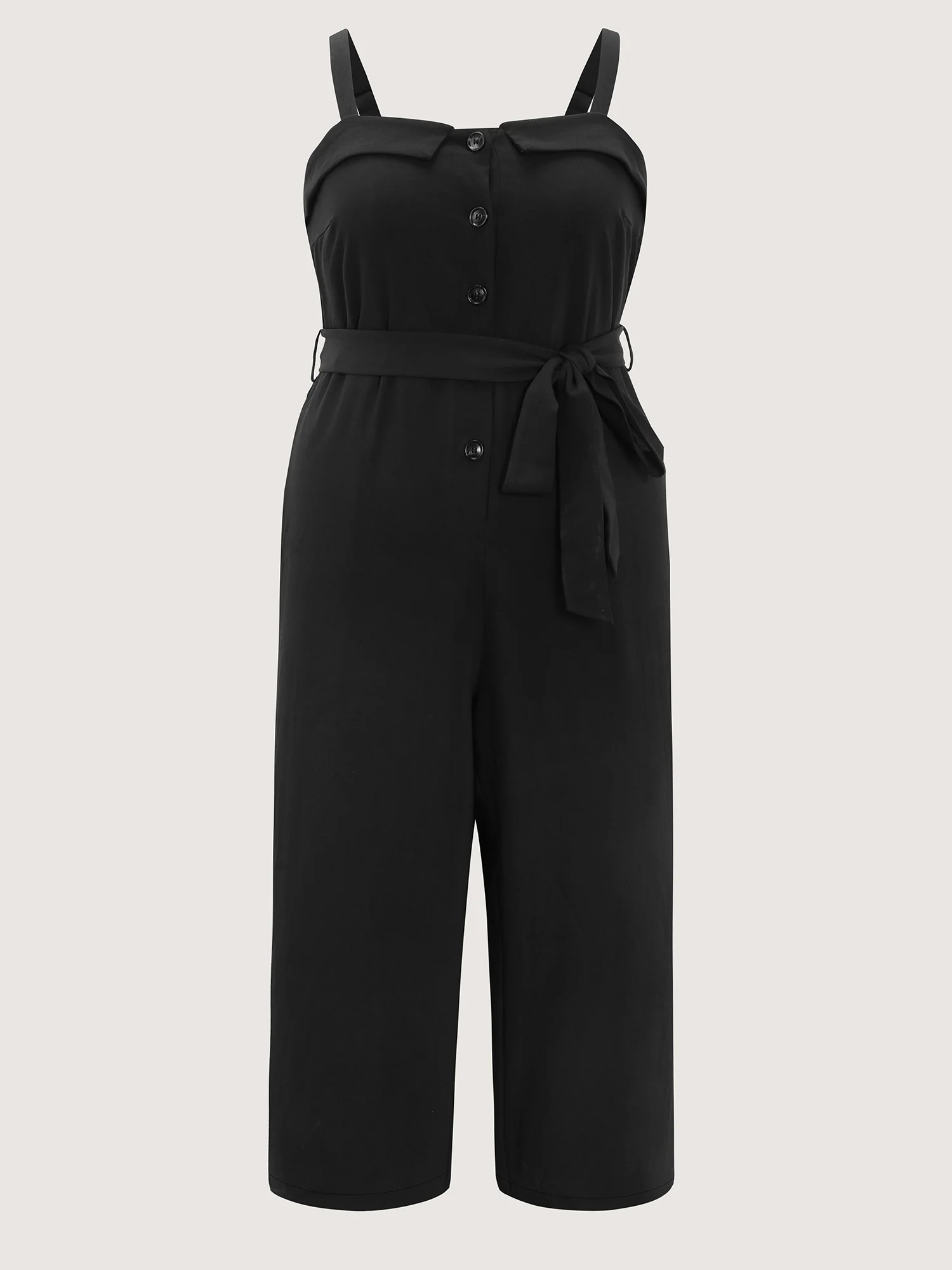Belted Button Placket Adjustable Jumpsuit - Image 7