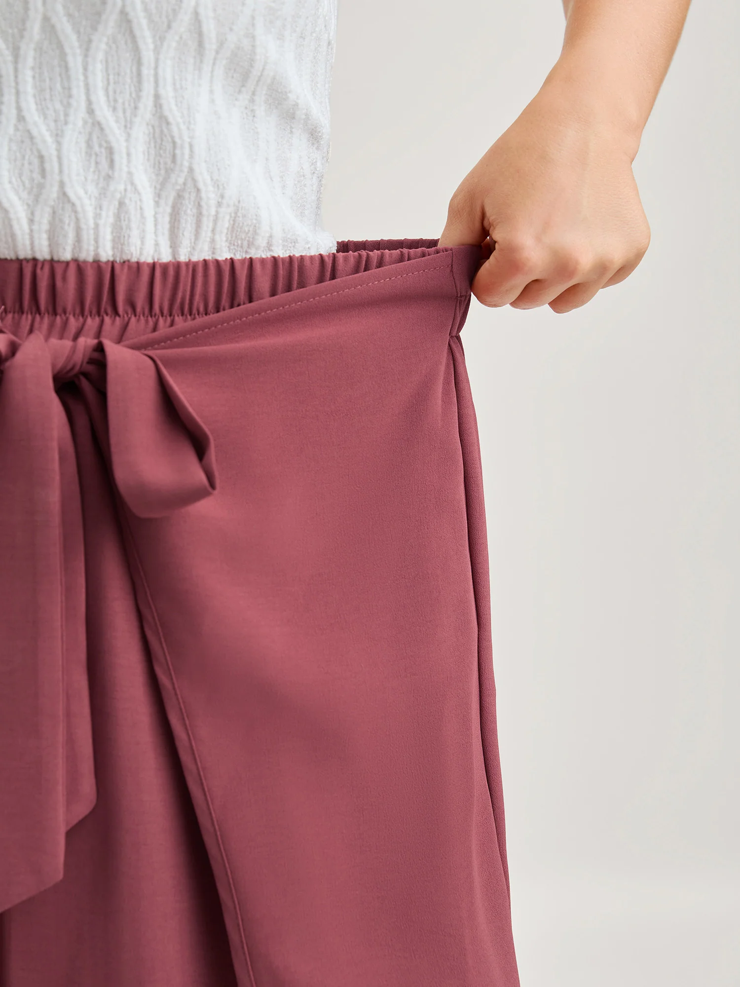 Belted Front Overlap Wide-Leg Pants - Image 4