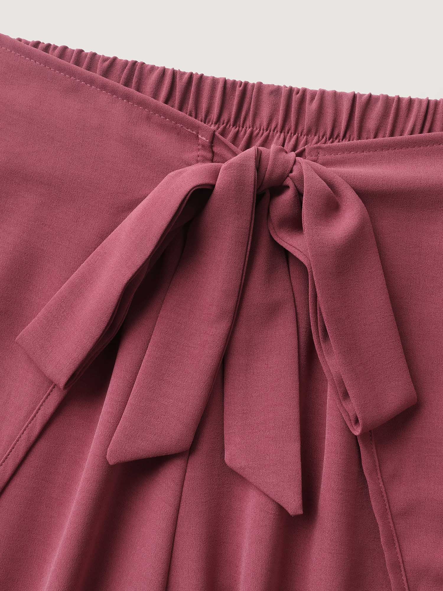 Belted Front Overlap Wide-Leg Pants - Image 6