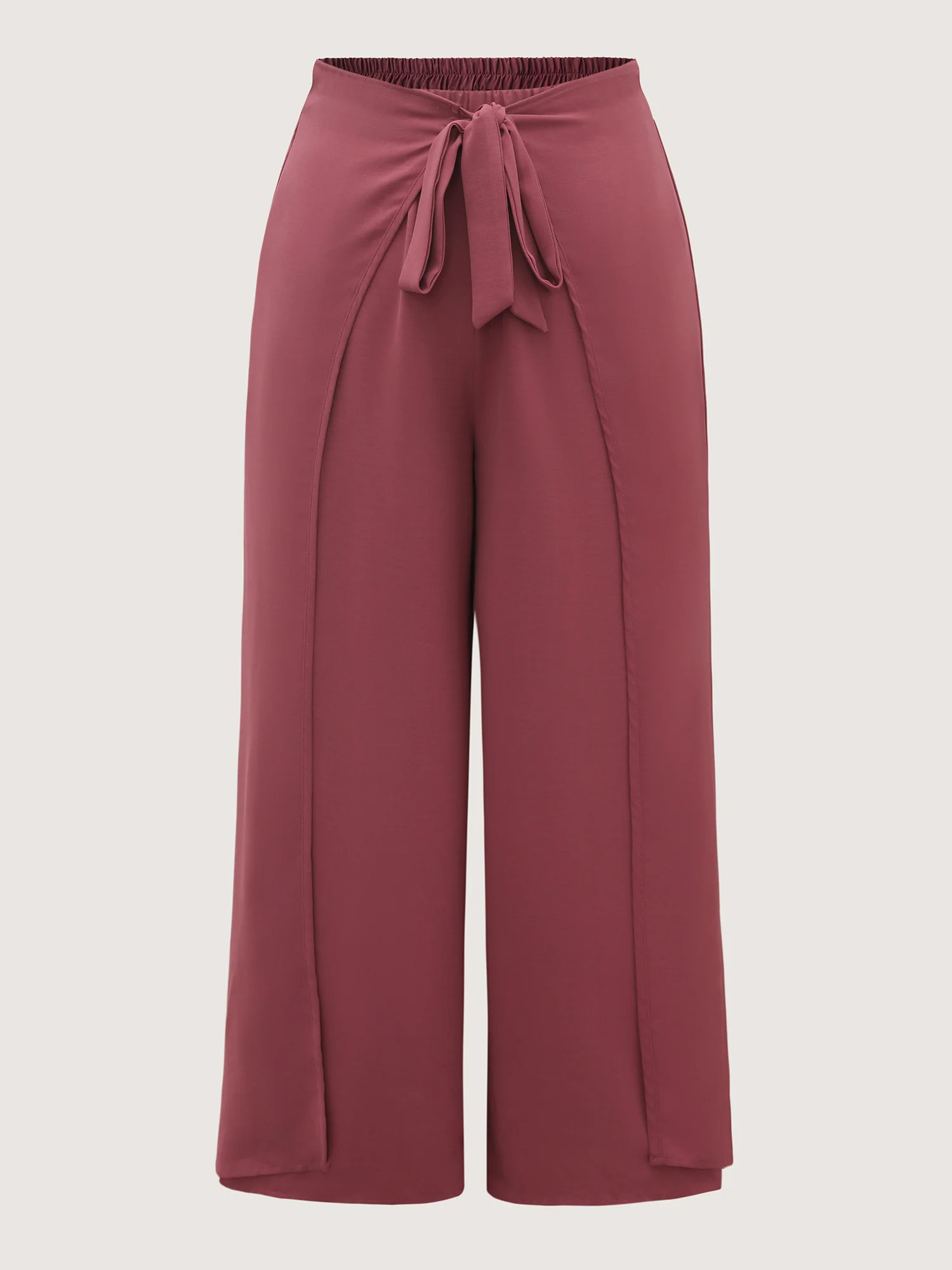 Belted Front Overlap Wide-Leg Pants - Image 8