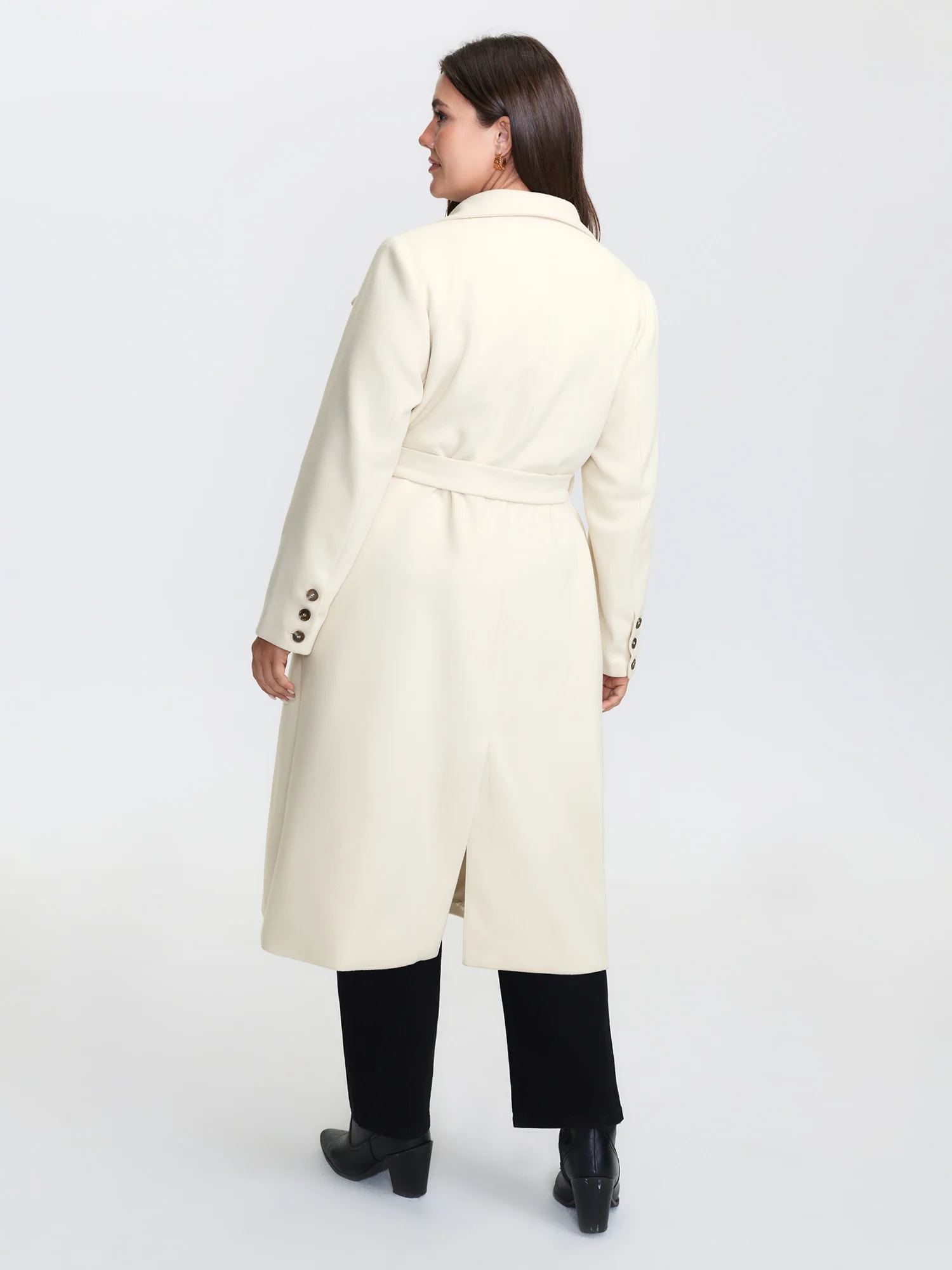 Belted Lapel Collar Double Button Coat - Image 5