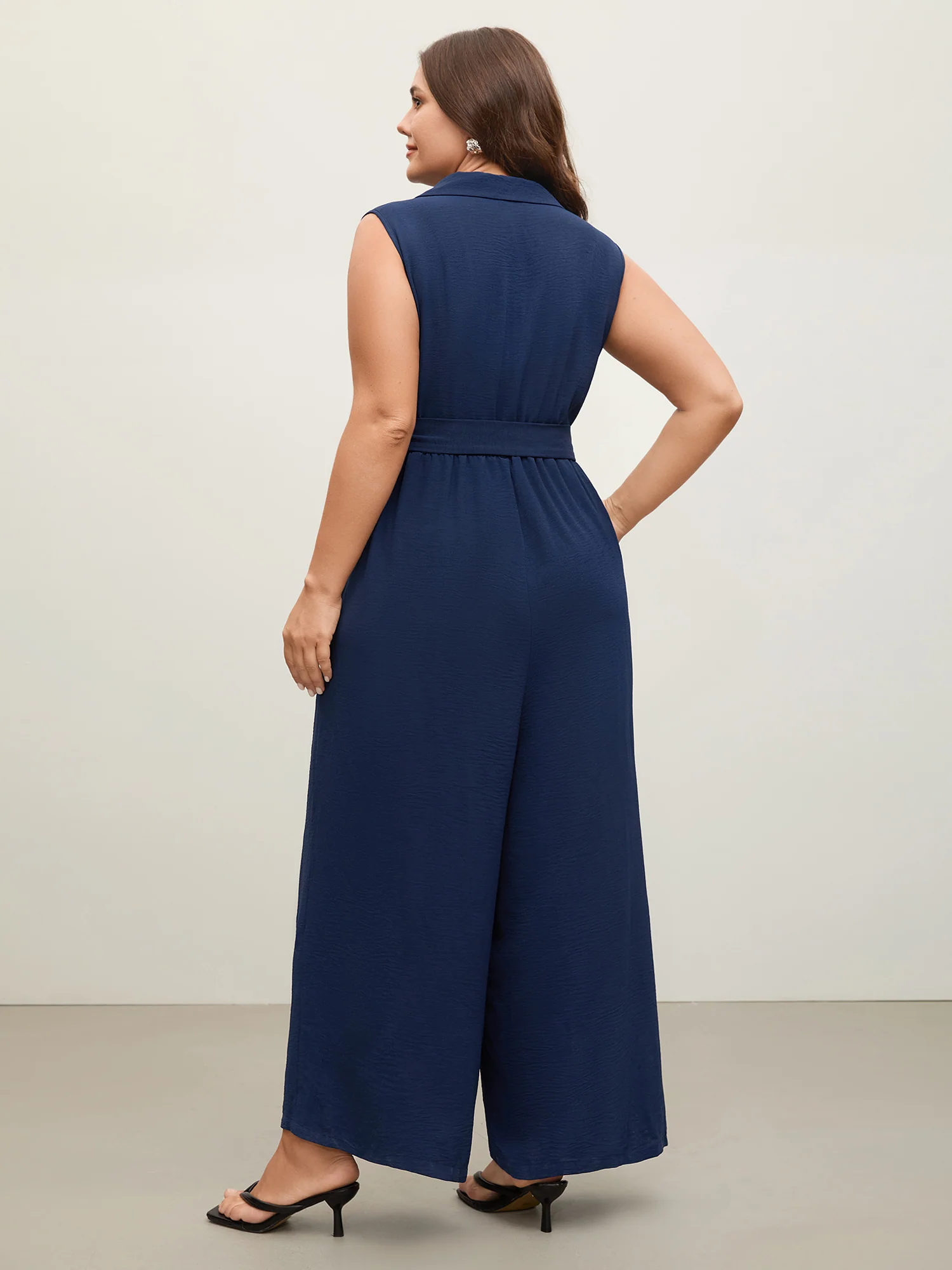 Belted Waist-Cinched Wide-Leg Jumpsuit - Image 4