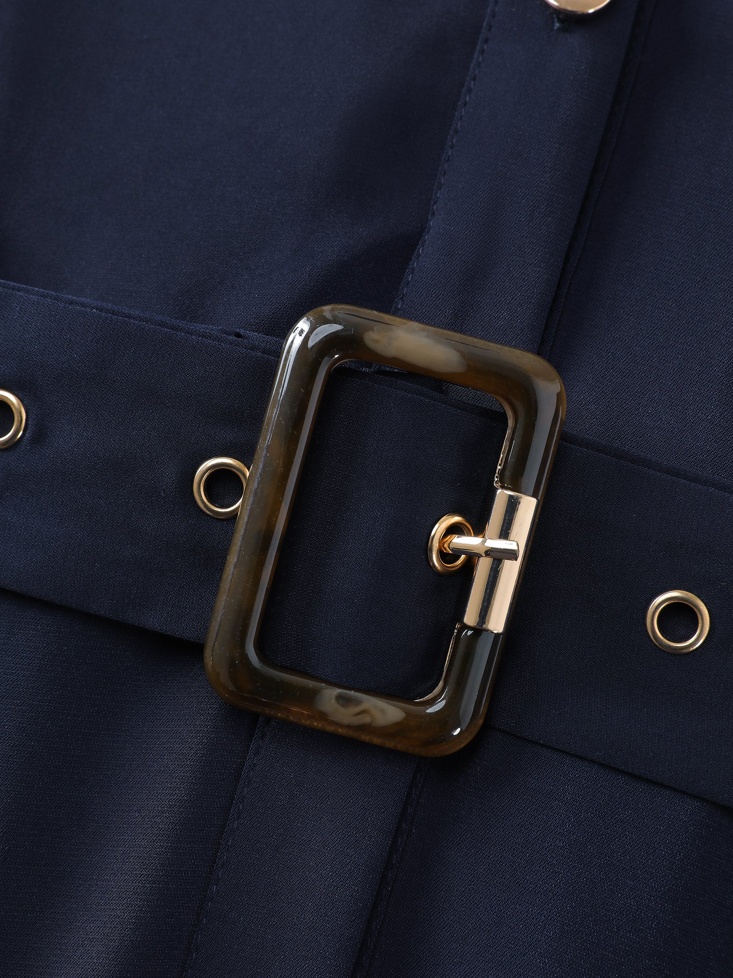 Belted Waist Solid Midi Shirt Dress - Image 5