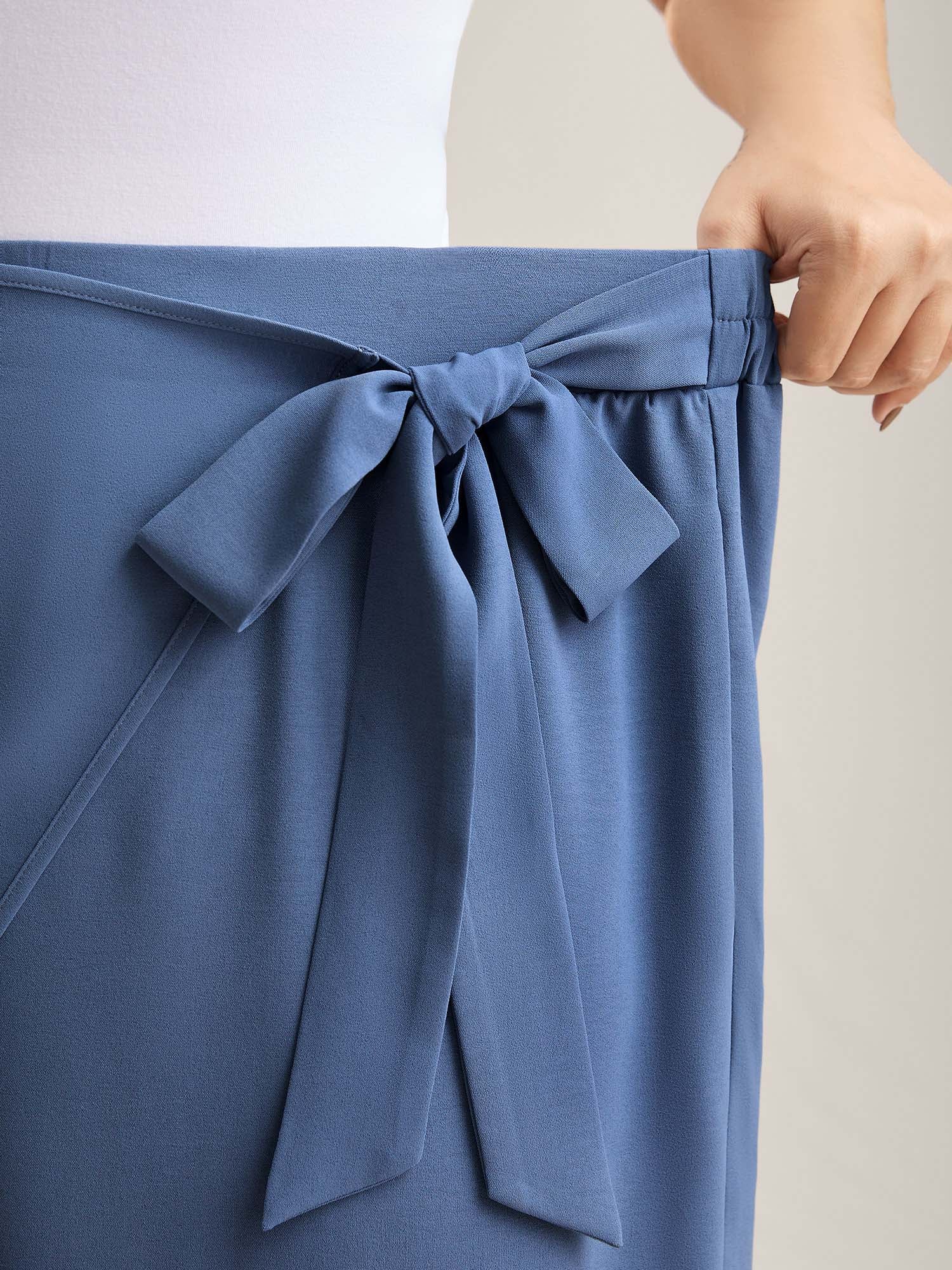 Belted Wrap Detail Wide-Leg Pants - Image 2