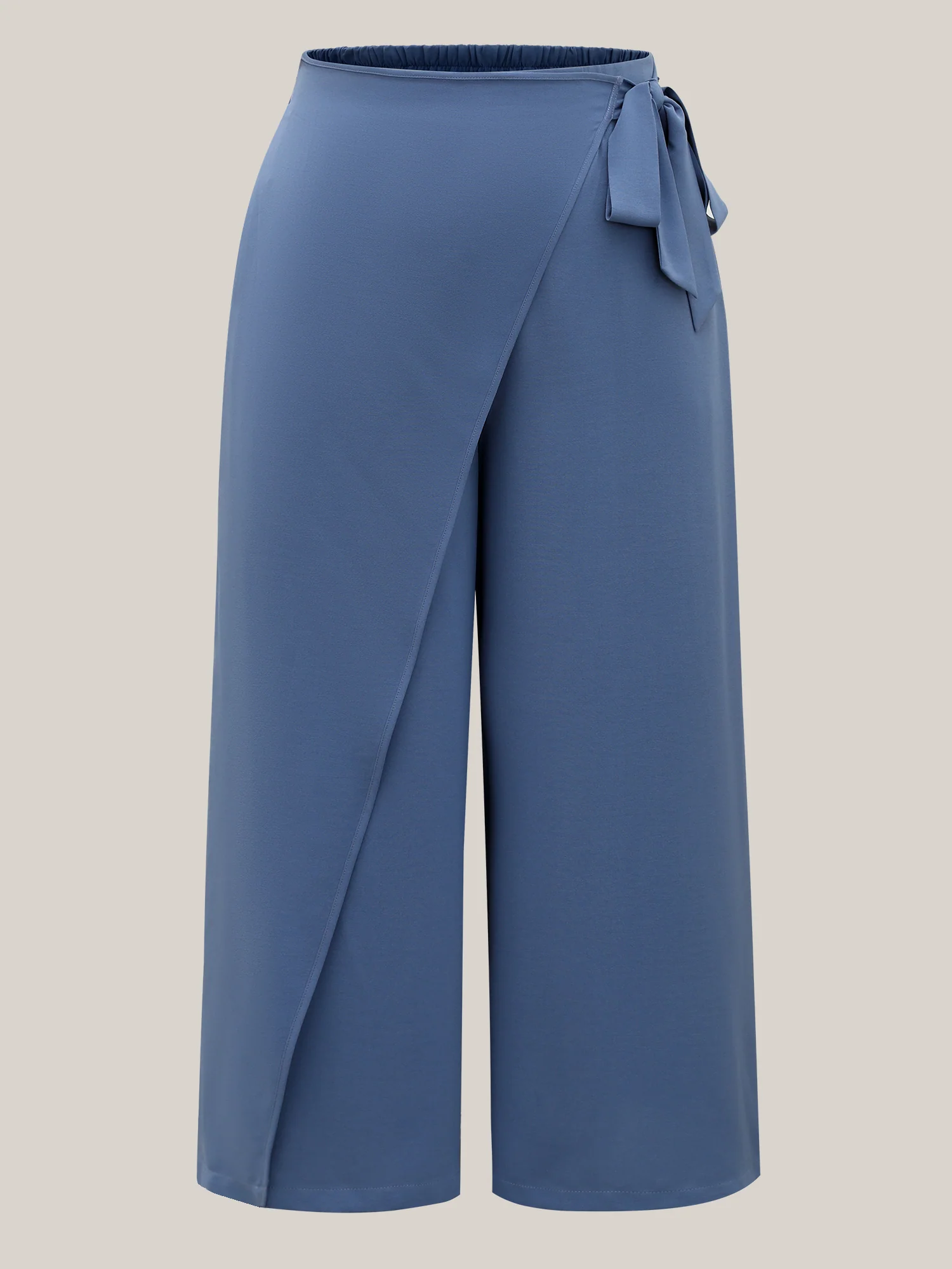 Belted Wrap Detail Wide-Leg Pants - Image 8